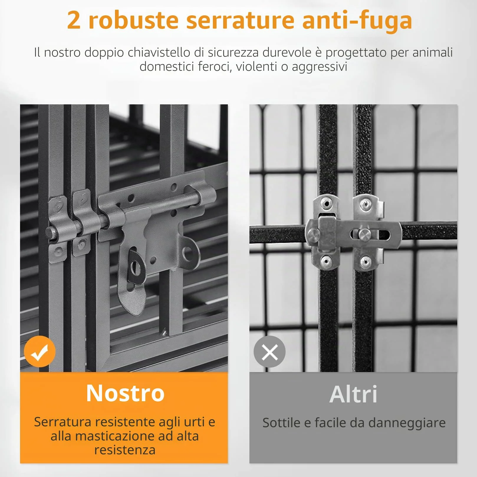 BingoPaw Gabbia Robusta per cani Antimorso XXL Gabbia Rinforzata per cani Grossa Taglia Grande Kennel Cane con Ruote Metallo 117x84x86,5cm
