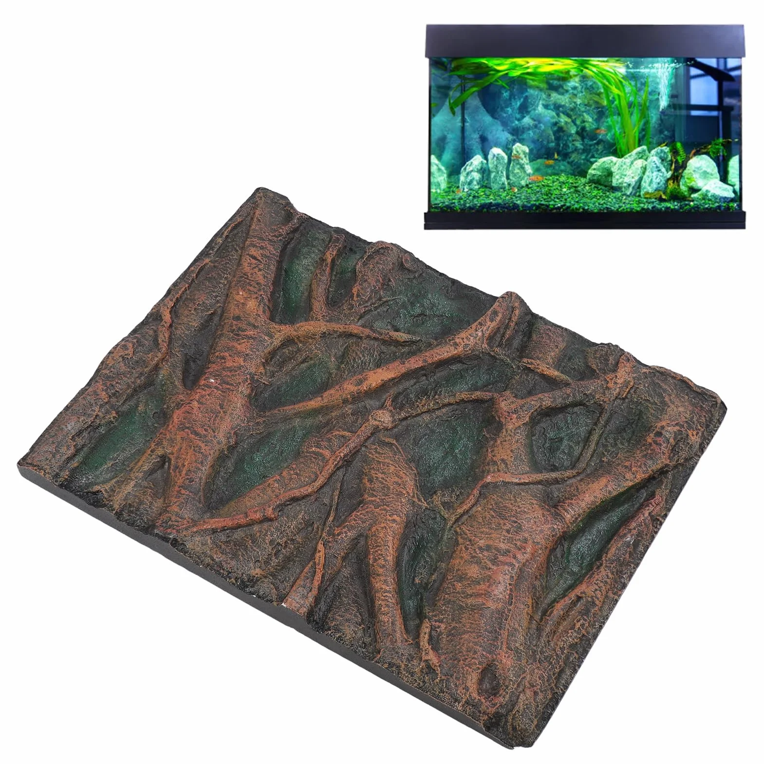 Sfondo per Acquario in Pietra, Sfondo per Acquario in Schiuma con Effetti 3D, Parete per Acquario, Sfondo per rettili per terrario (H)