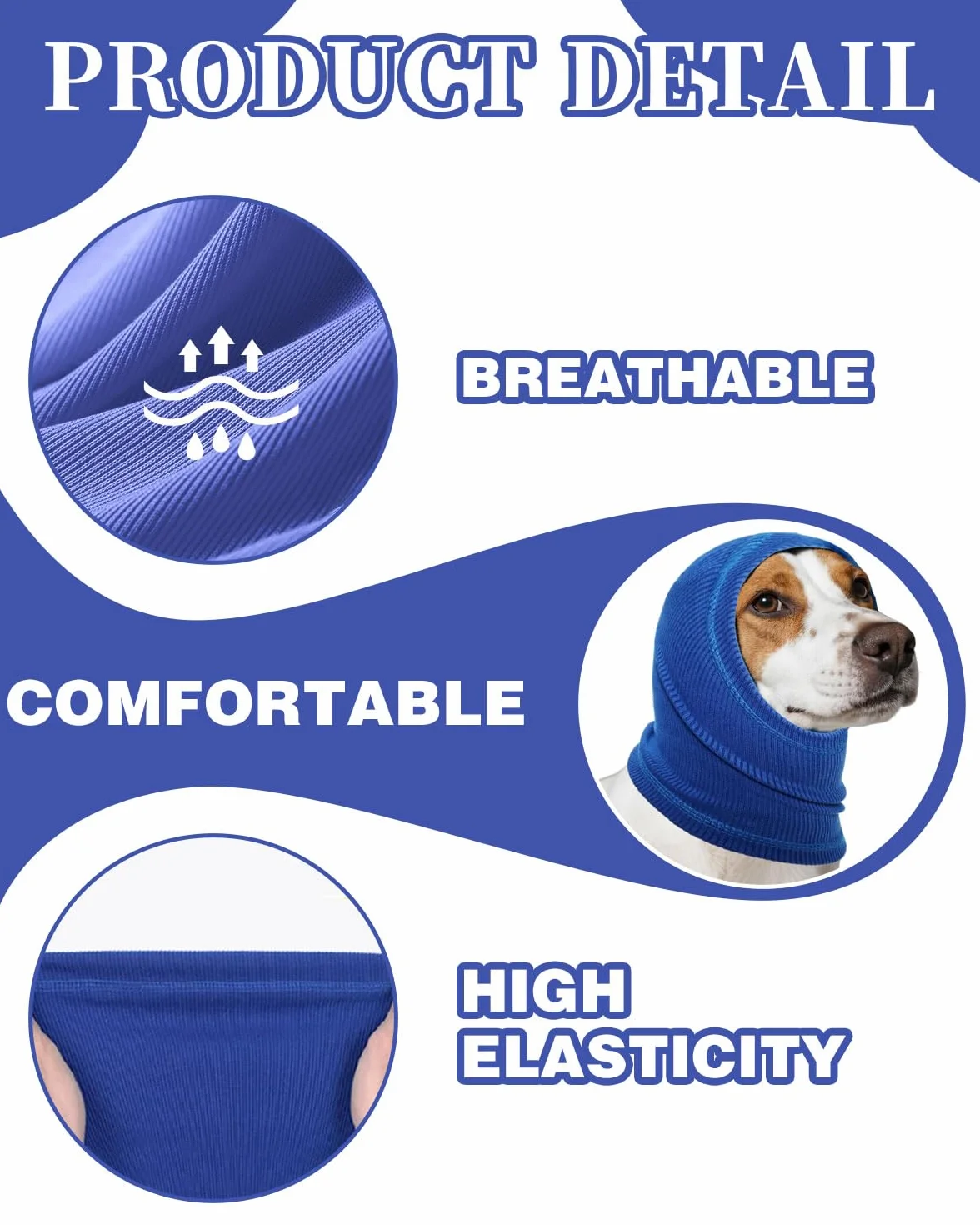 Copriorecchie calmanti per cani protezione dal rumore blu M
