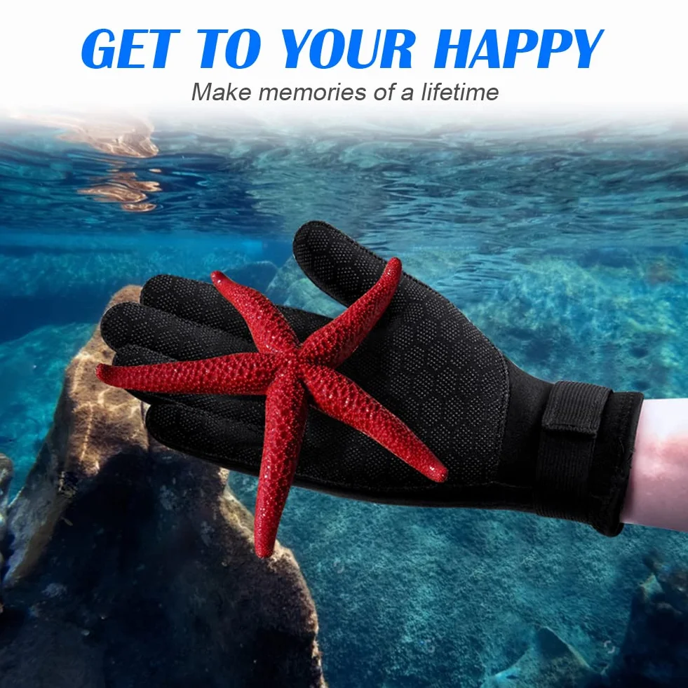 AUAUY Guanti in Neoprene Elastico, 3mm Guanti da Muta Termica, Guanti da Immersione con Polso Elastico e Particelle Antiscivolo, per Immersioni Snorkeling Surf Pagaia Kayak Nuoto