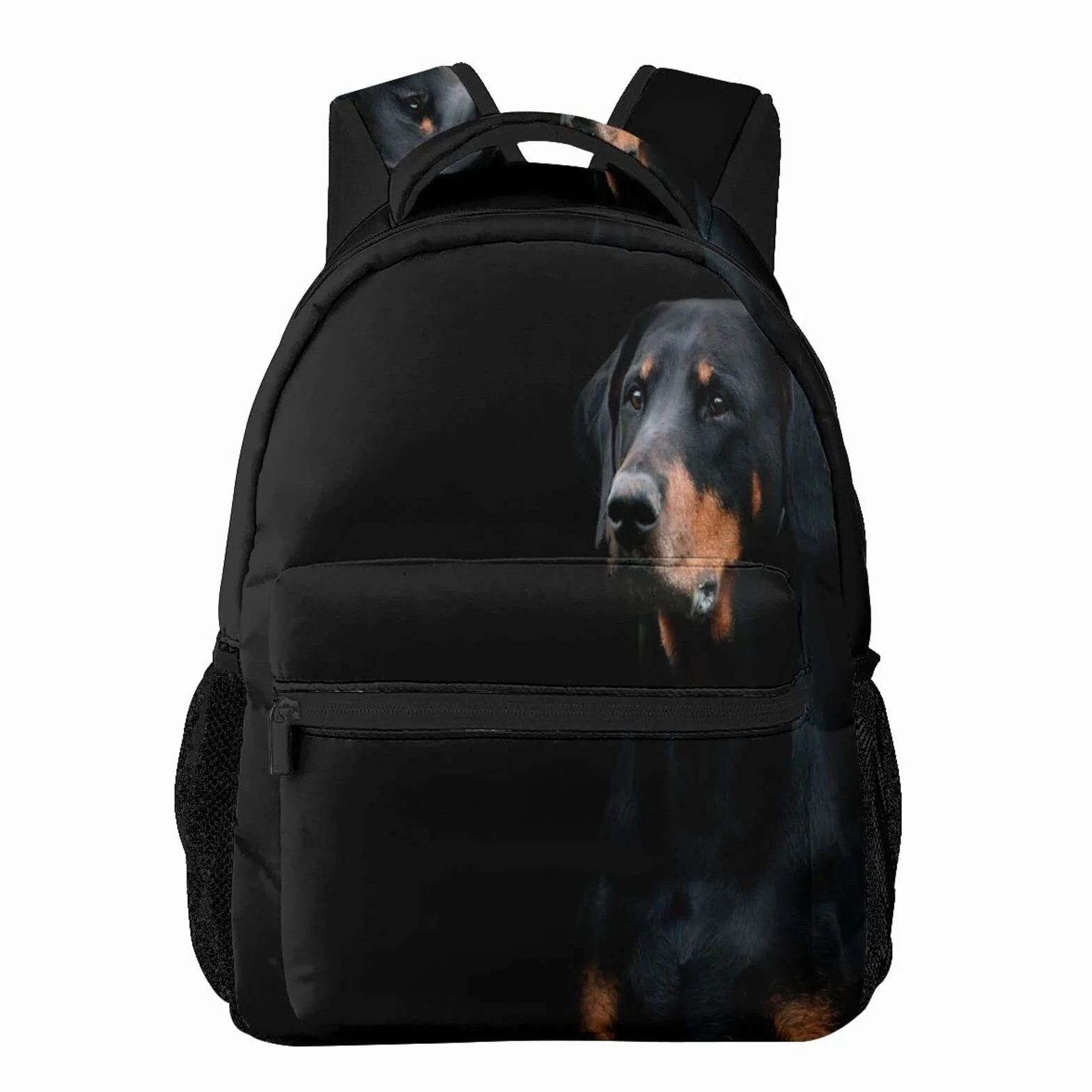 Zaino casual Doberman Pinscher Animali domestici Cani Cani neri Doberman Classic Bookbag Borsa da scuola resistente all'acqua Zaino casual con tasche laterali