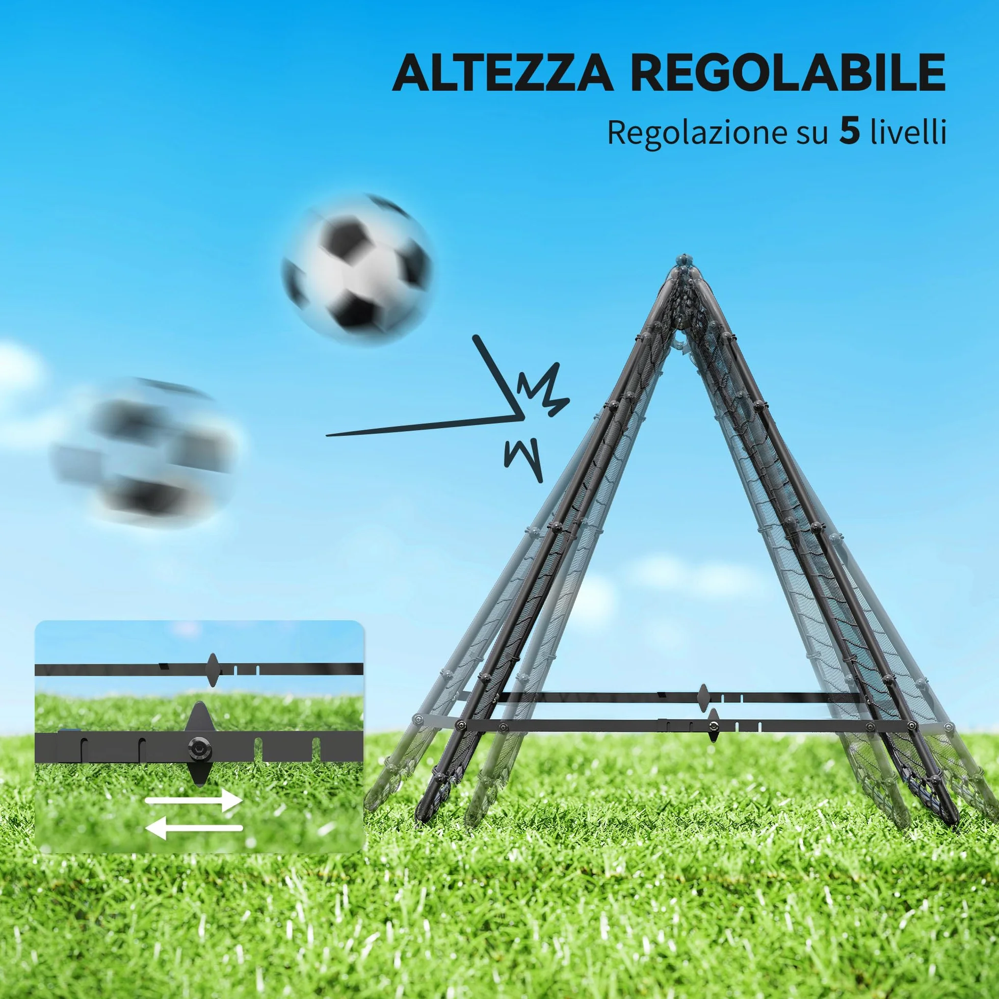 HOMCOM Rete di Rimbalzo per Calcio Pieghevole, Rete da Calcio Rimbalzante con Angolazione Regolabile in Acciaio, per Allenamento Baseball e Pallavolo, 100x95x90 cm