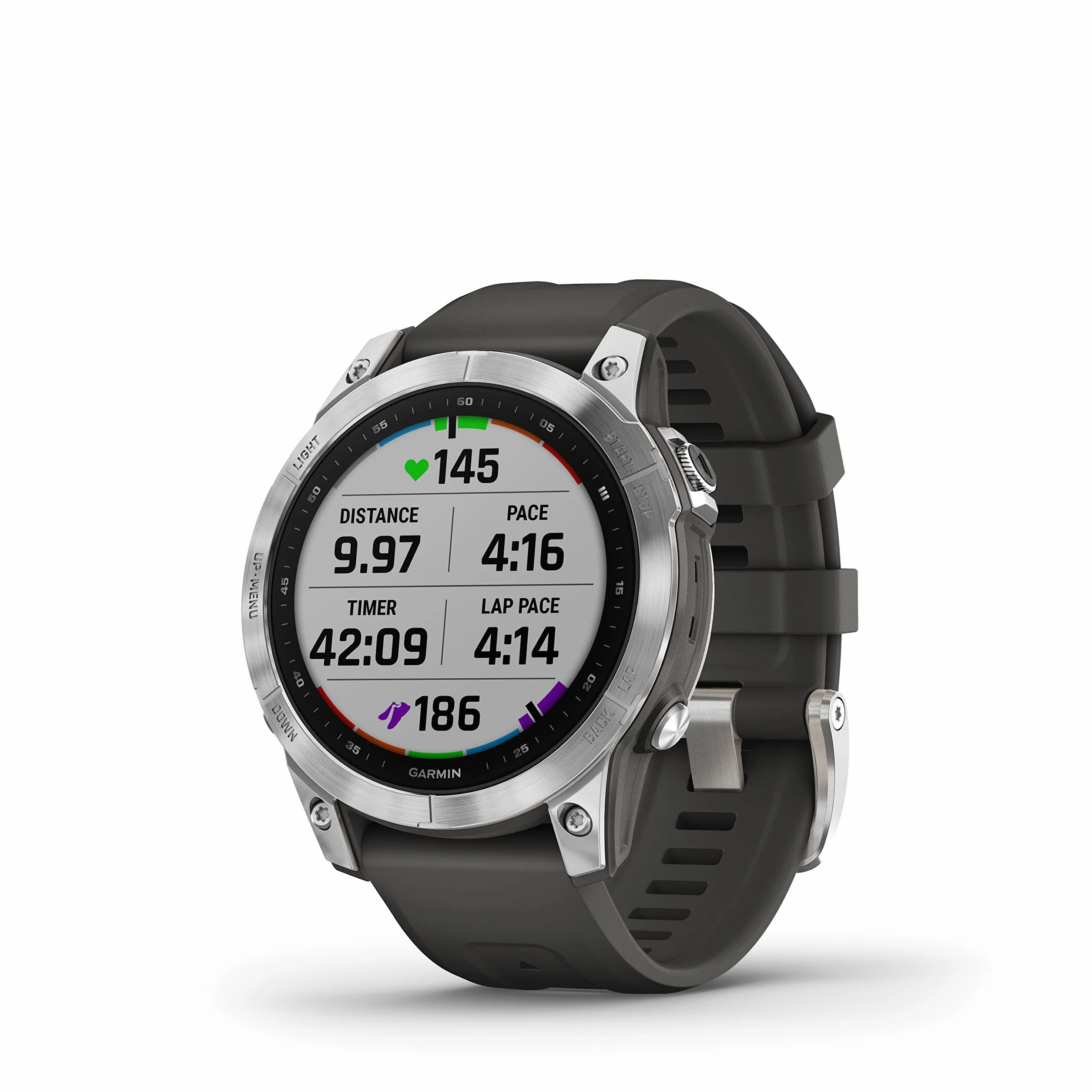 Garmin fēnix 7, Smartwatch, 47mm, Display 1,3", Touchscreen, +30 Sport, GNSS multi-band, Cardio, SpO2, Mappe, Musica, Garmin Pay, Autonomia 18 giorni (Silver & Graphite)