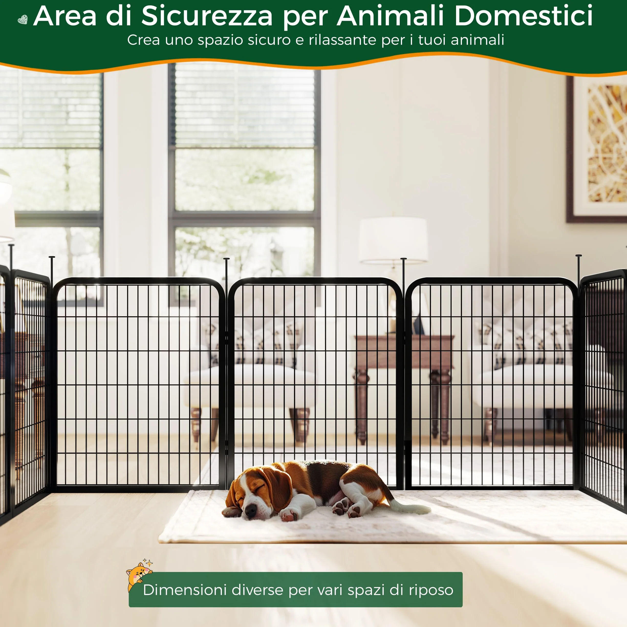 Yaheetech Recinto per Cani Cuccioli Conigli Gatti Ferro 65x80 cm Pieghevole e Portatile 8 pz