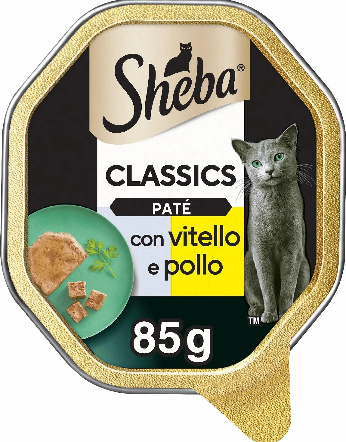 Sheba Paté Classics, Cibo per Gatto con Vitello e Pollo, 22 Vaschette da 85 g, Totale 1870 g