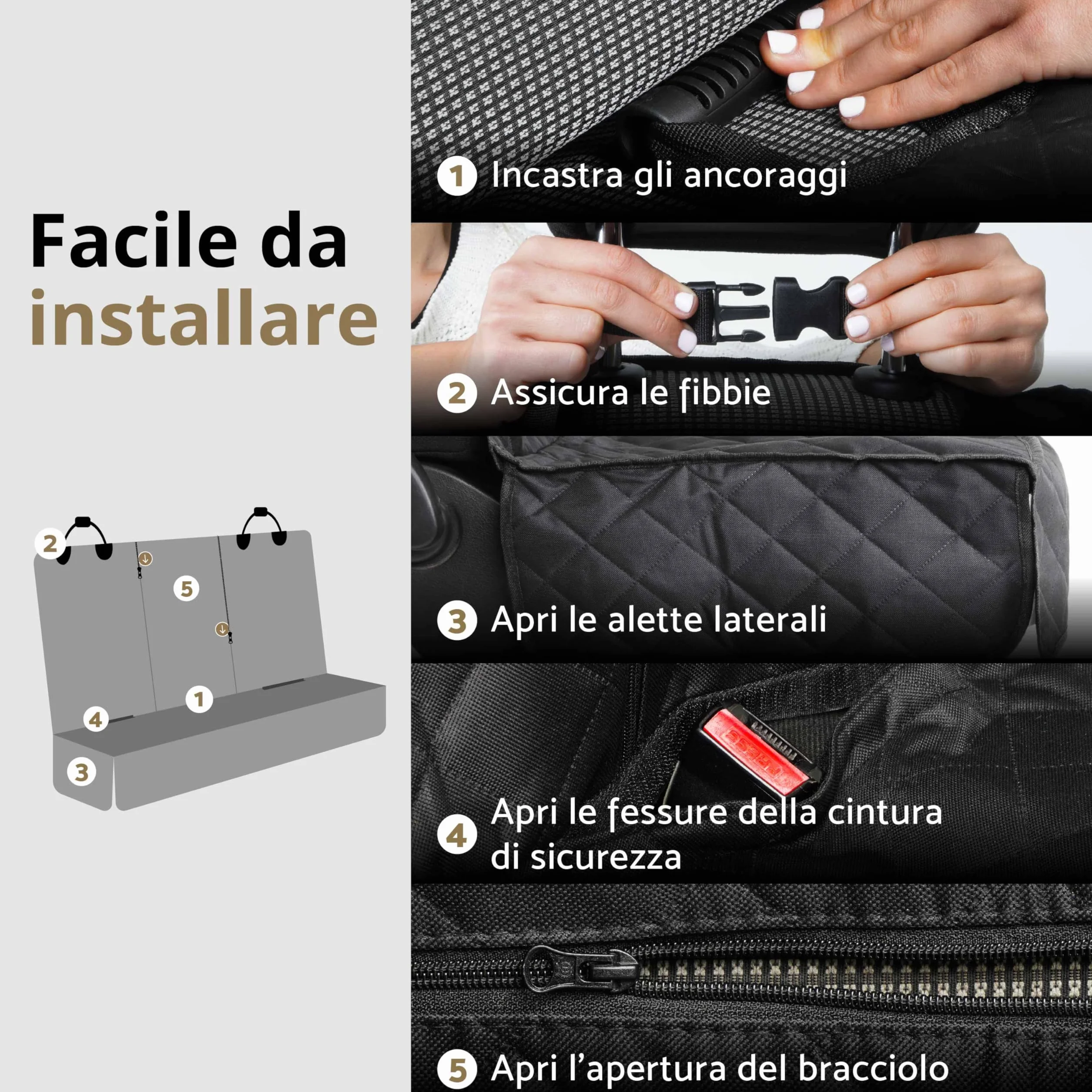 Coprisedile Auto per Cani Impermeabile Antiscivolo Antigraffio 122 cm 56 x 45 x 122 cm