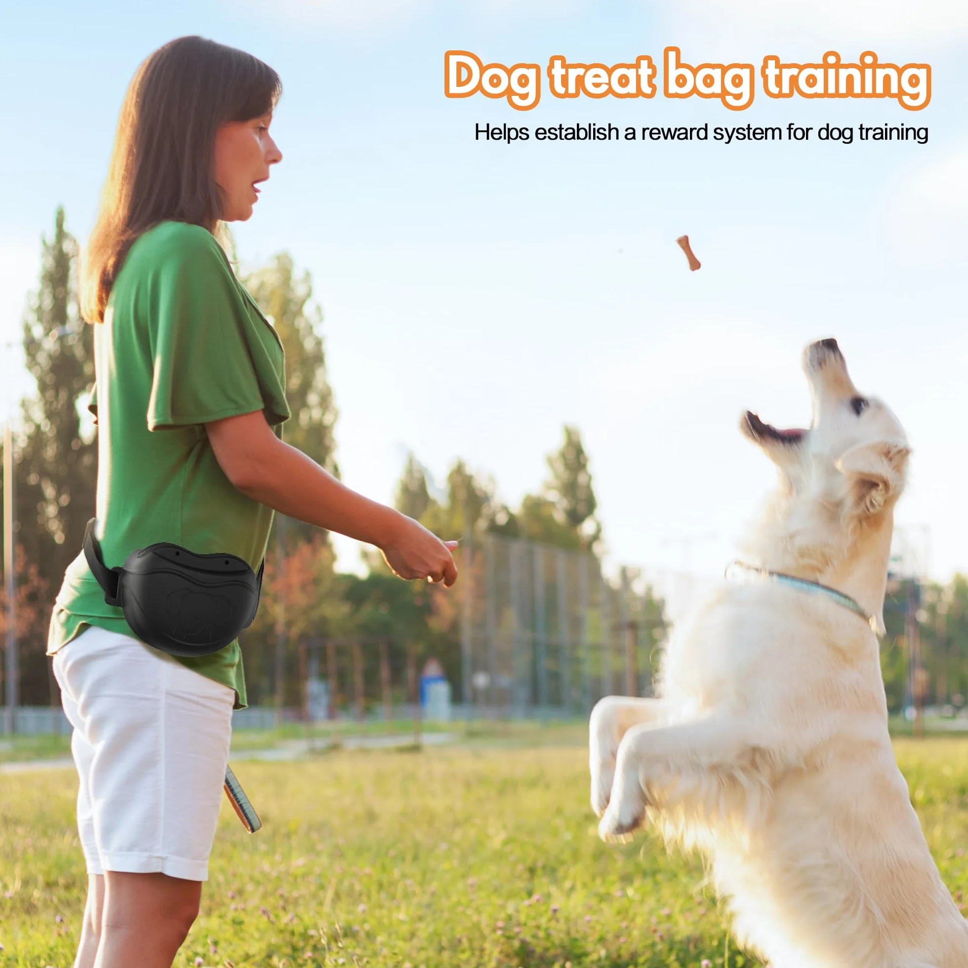 AWINNER Borsa per Cani in Silicone di Alta qualità, 4 potenti magneti, Chiusura Magnetica migliorata, Cintura Regolabile in Vita, Ideale per addestramento di Cuccioli, Passeggiate all'aperto (Nero)