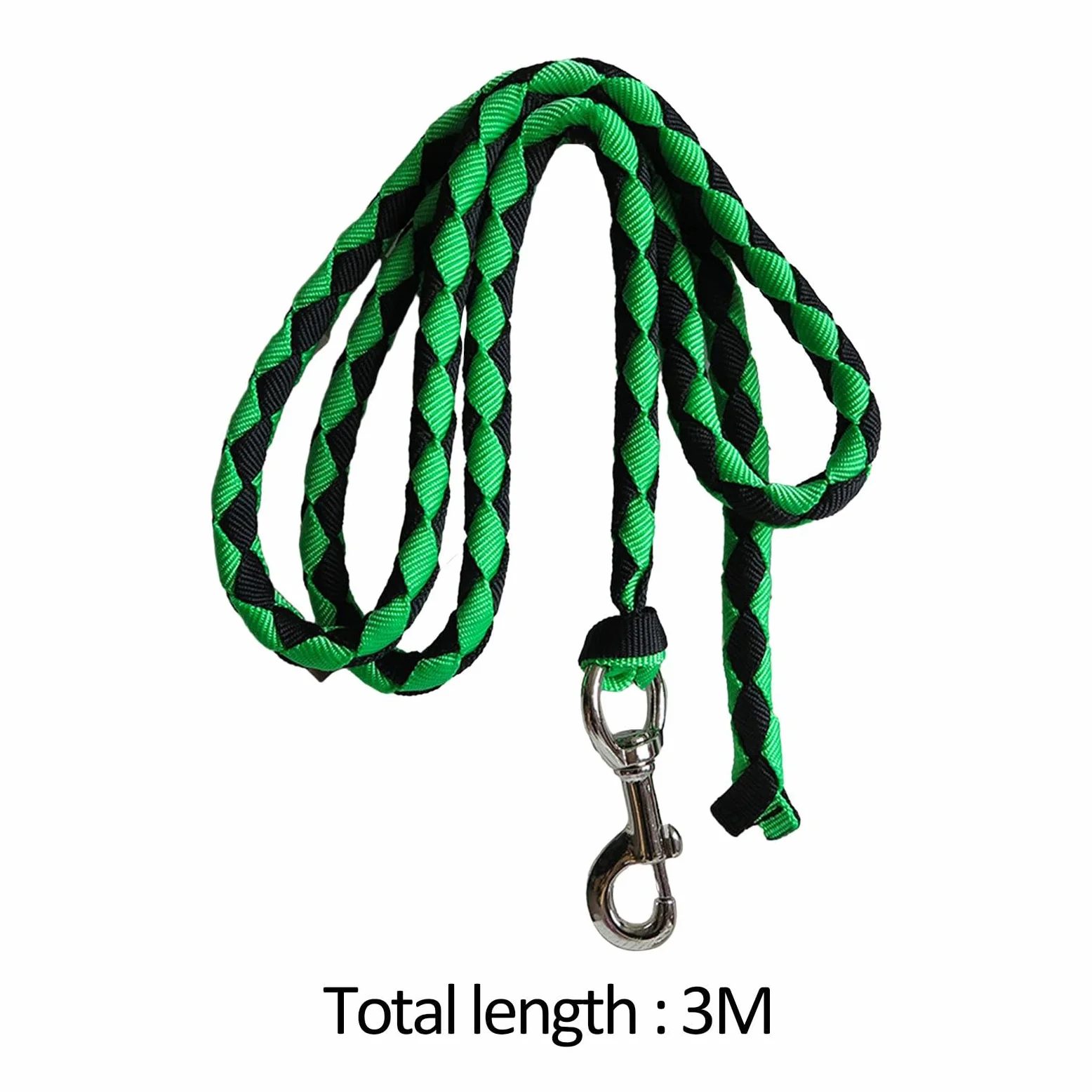 Corda per Cavalli con Moschettone Attrezzatura Equestre Guinzaglio Resistente per Cavalli per Bestiame Corda Intrecciata per Cavalli, Verde 3 Metri