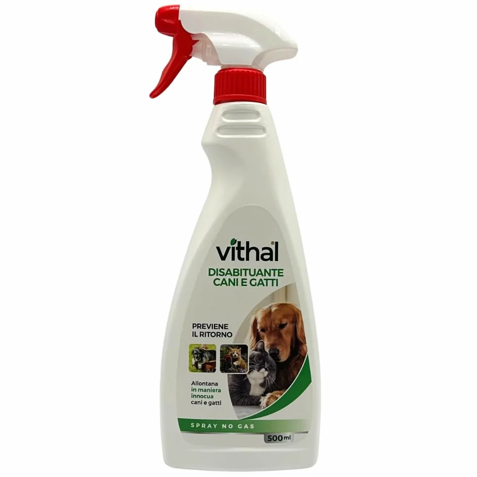 VITHAL Repellente per Gatti e Cani - Spray Liquido 500ml, Disabituante Gatti e Cani, Anti Urina Anti Graffio, Ideale per Tutte le Superfici, Interni ed Esterni, Adatto per Cuccioli e Adulti