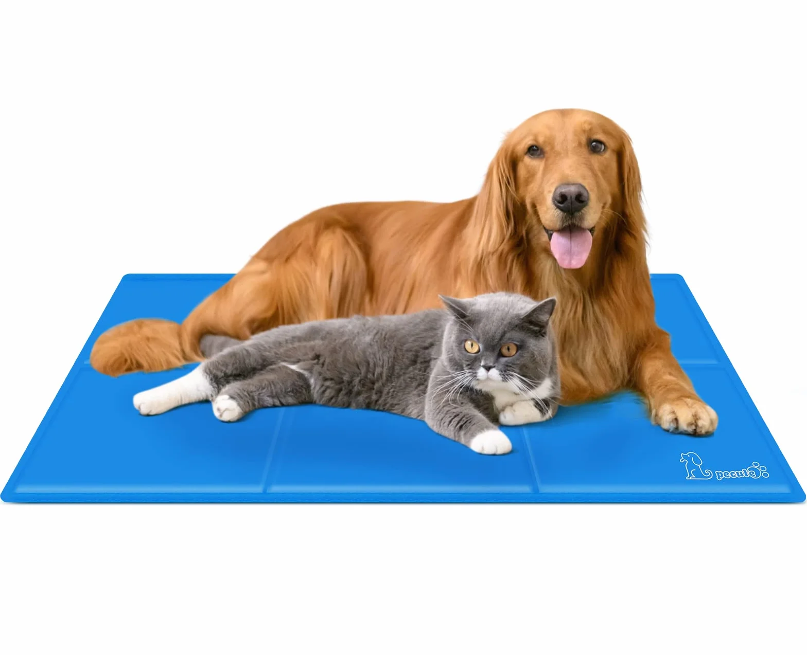 Pecute Tappetino Raffreddamento Cane Gatto 120x75cm Gel Non Tossico Auto Raffreddamento XL Blu
