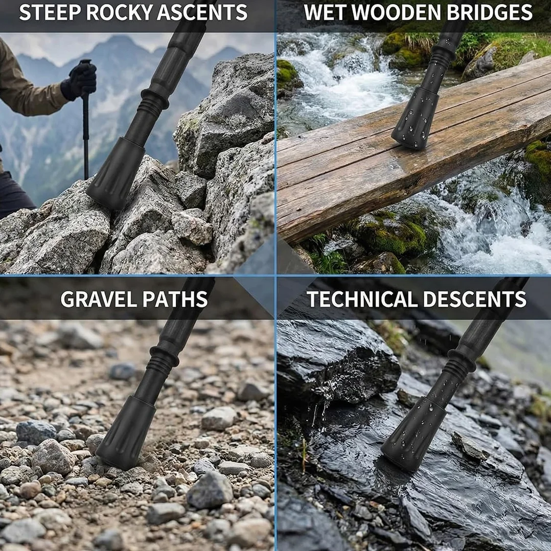 Gommini di Ricambio per Bastoni da Trekking 10-12 mm, Punte in Gomma Nordic Walking - Accessori Bastoni da Passeggio