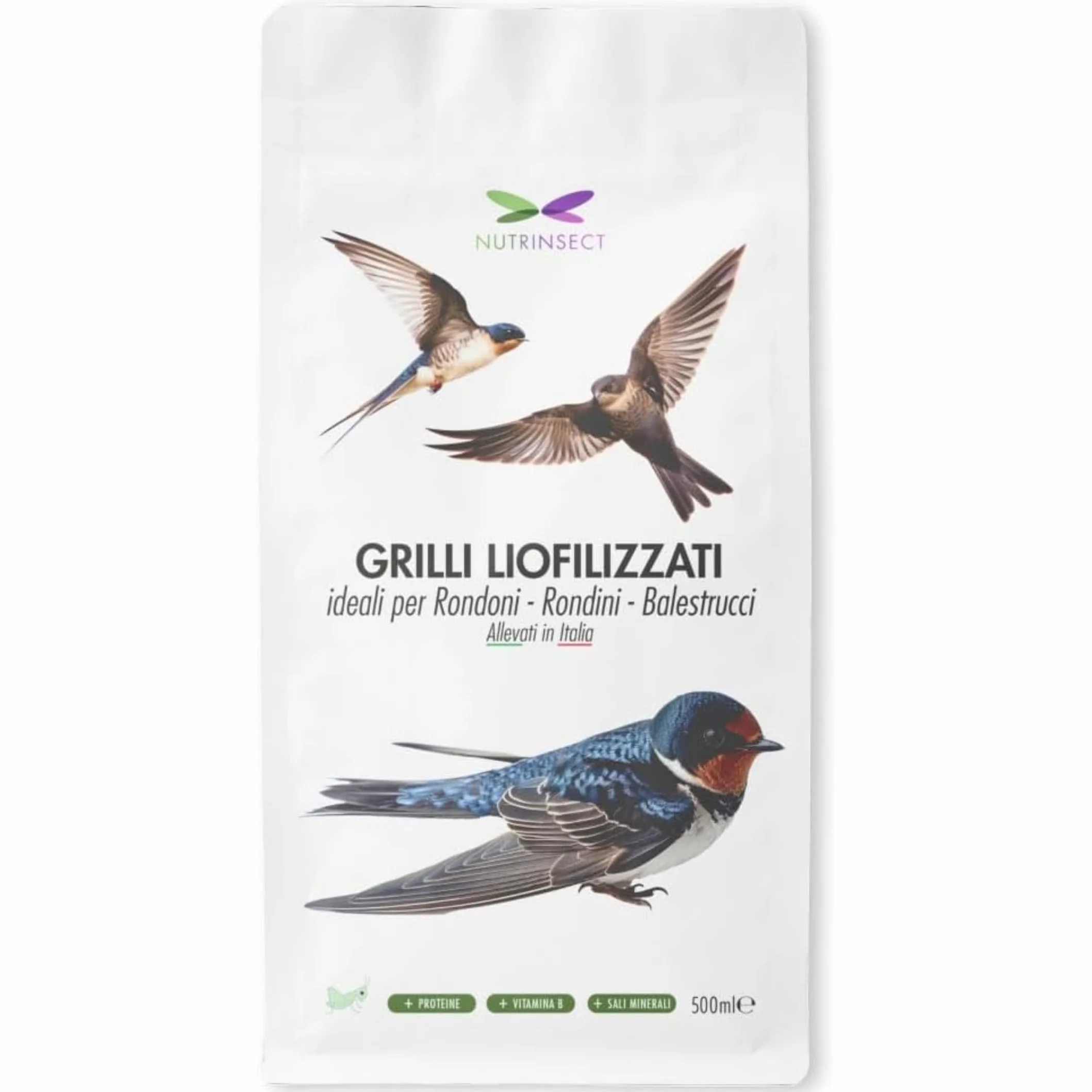 Grilli Liofilizzati 500ml Mangime Uccelli Selvatici Rondini Rondoni Balestrucci Insettivori