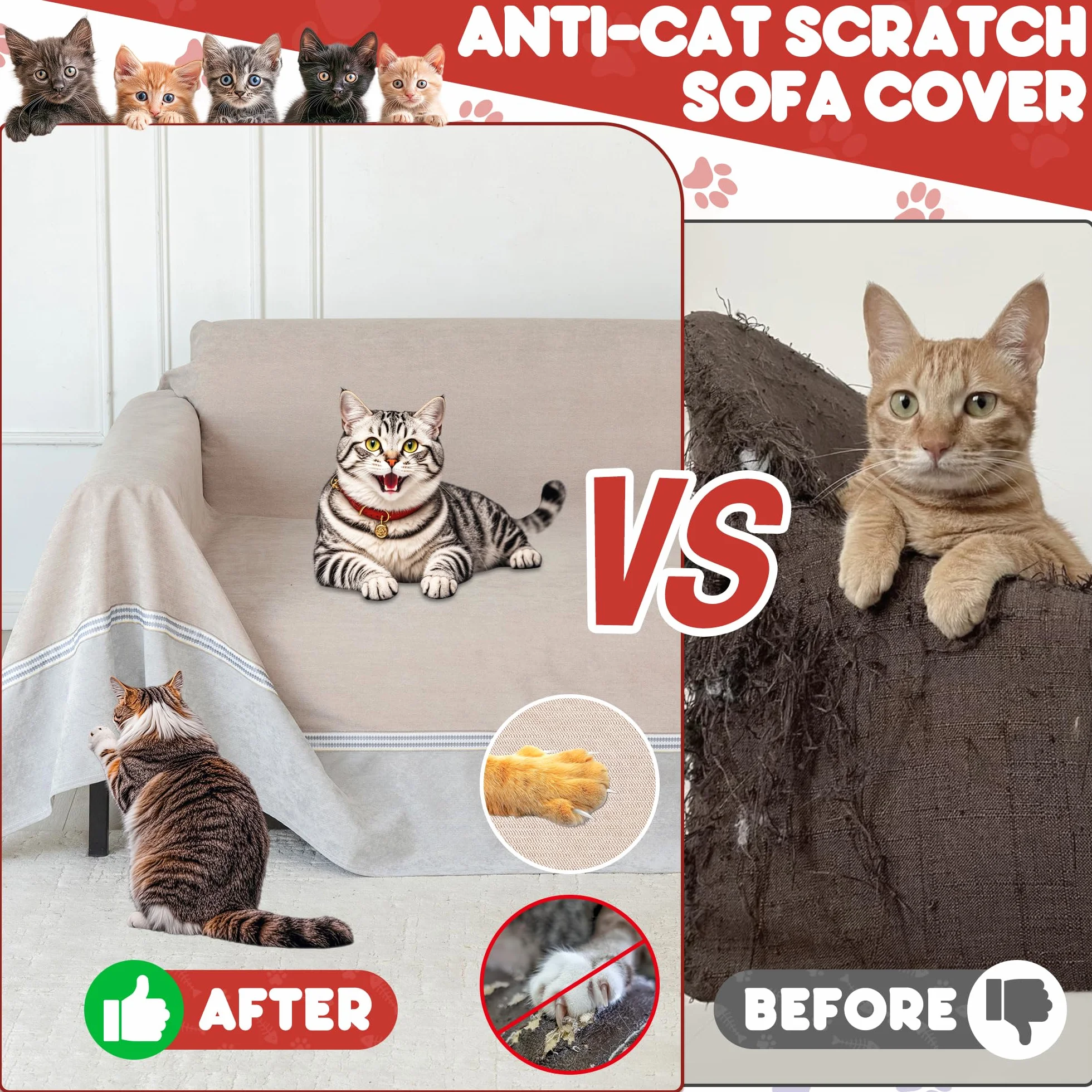 Loiion Gatto Divano, Copridivano Mobili Protector, Copridivani Impermeabile Resistente Alle Macchie E Ai Graffi per Cani e Gatti, Animali, Cachi, 380x230cm