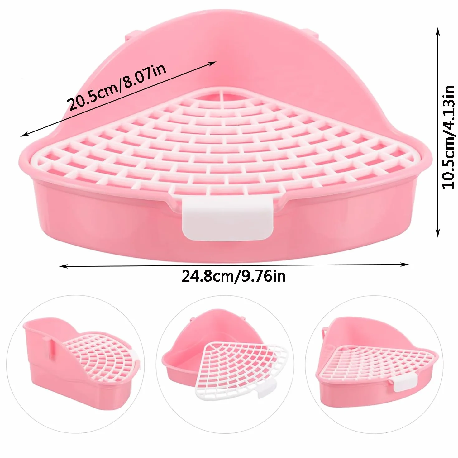 MEISO Toilette per Coniglio, Toilette per Animali Domestici, Vasino Addestrativo per Criceti, Toilette per Animali di Piccola Taglia di Triangolo per Coniglietti, Cincillà, Cavia (Rosa)