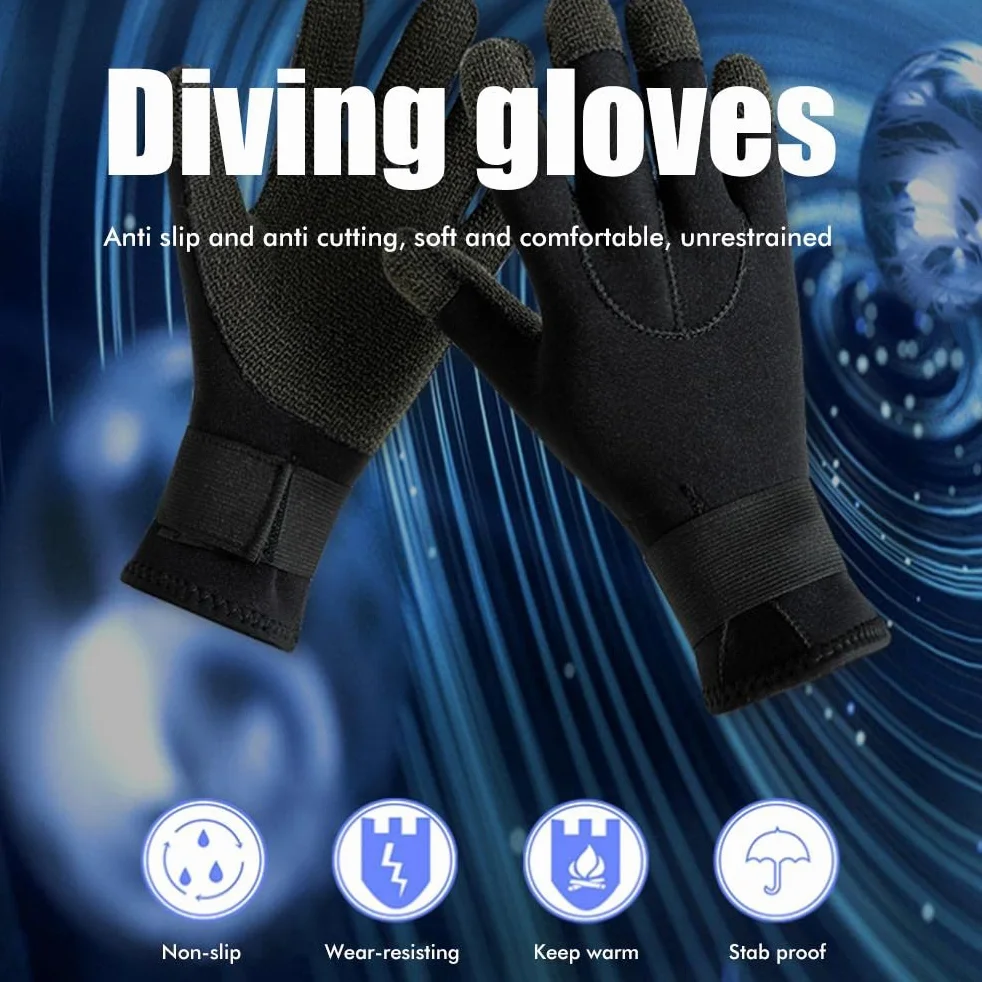 KKPLZZ Guanti da Sub in Fibra Organica, Guanti da Muta Resistenti al Taglio Guanti Termici Antiscivolo Antiscivolo per Snorkeling, Immersioni subacquee, Surf, Kayak, Rafting