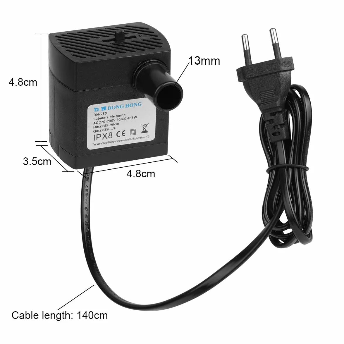 flintronic Mini Pompa Acqua Sommergibile 5W 350L/H per Acquario Fontane