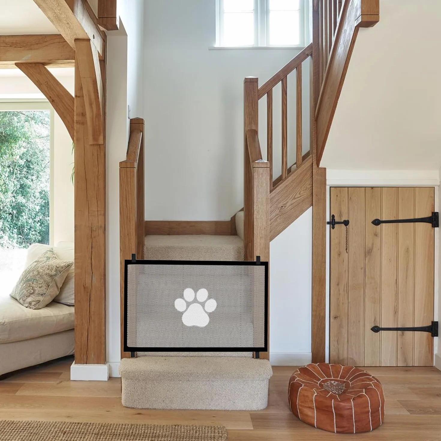 Cancelletto Cani Barriera per Cani Cancello Scale Bambini Animali Domestici 110x78 cm Nero