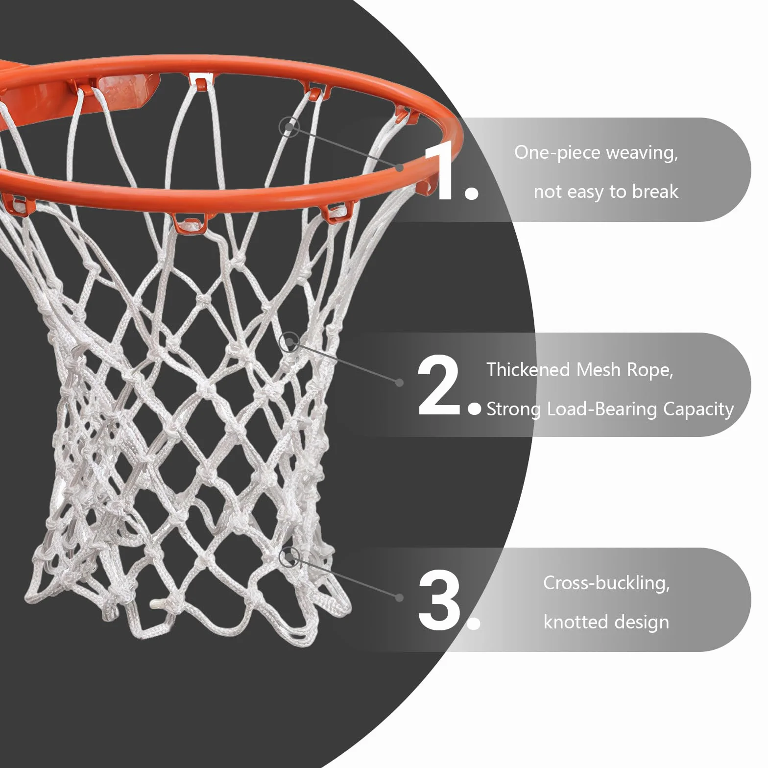 Rete da Basket di Ricambio Resistente alle Intemperie 12 Passanti Anti-Whip