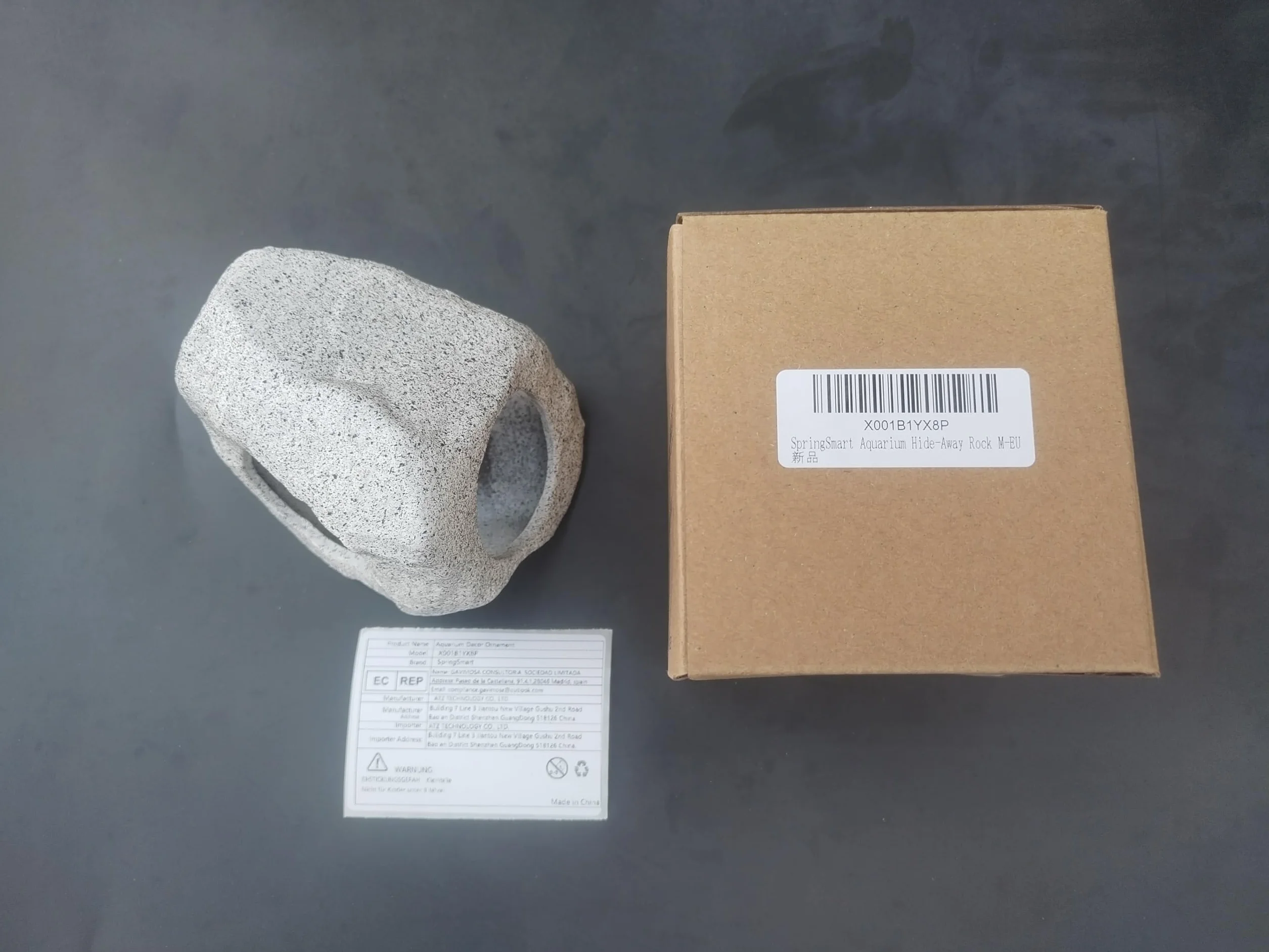 SpringSmart Grotta rocciosa per animali acquatici da riprodurre, giocare e riposare, ornamenti in ceramica sicuri e atossici, pietra decorativa per Betta