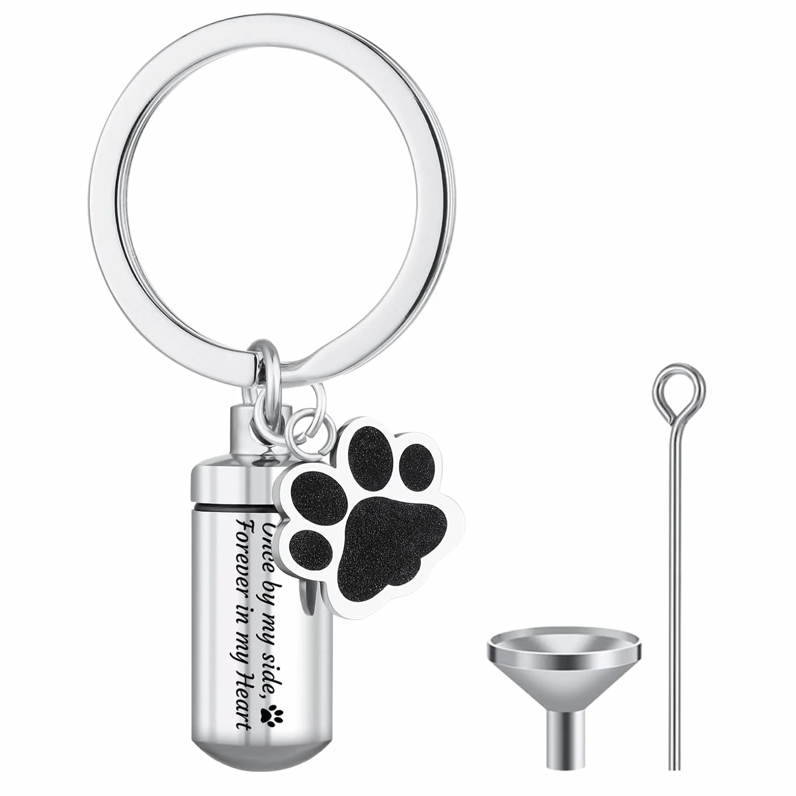 Gioielli Cremazione Animali Domestici,Ceneri Ciondolo Stampa Zampa Animali Domestici Portachiavi Cenere,Urna Forma Cuore Gioielli Commemorativ per Ceneri di Animali Domestici Cane Gatto