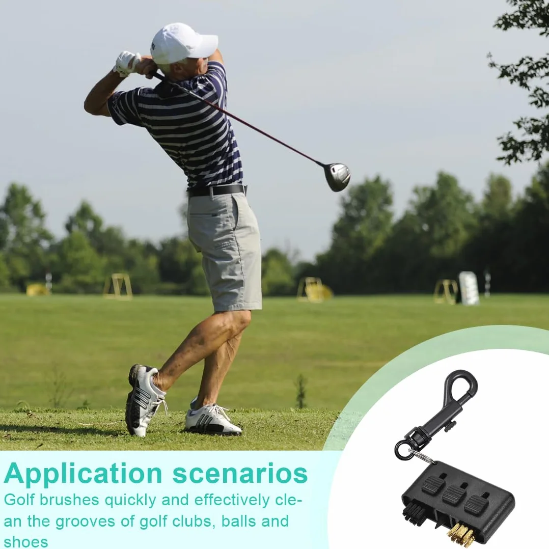 Kit Pulizia Mazze da Golf 3 in 1, Spazzola Scanalature, Pulitore Scarpe con Portachiavi