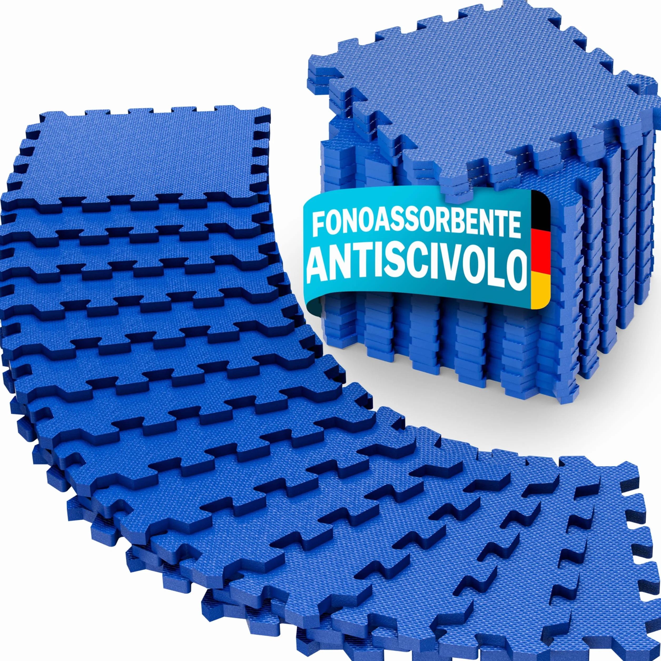 MONZANA Tappetino Fitness Tappeto da Ginnastica a Puzzle 16 Pezzi 180x180cm 3,24m² Sistema ad Incastro Palestra Protezione Pavimento in Gomma EVA Tappetini Sport Yoga Allenamento