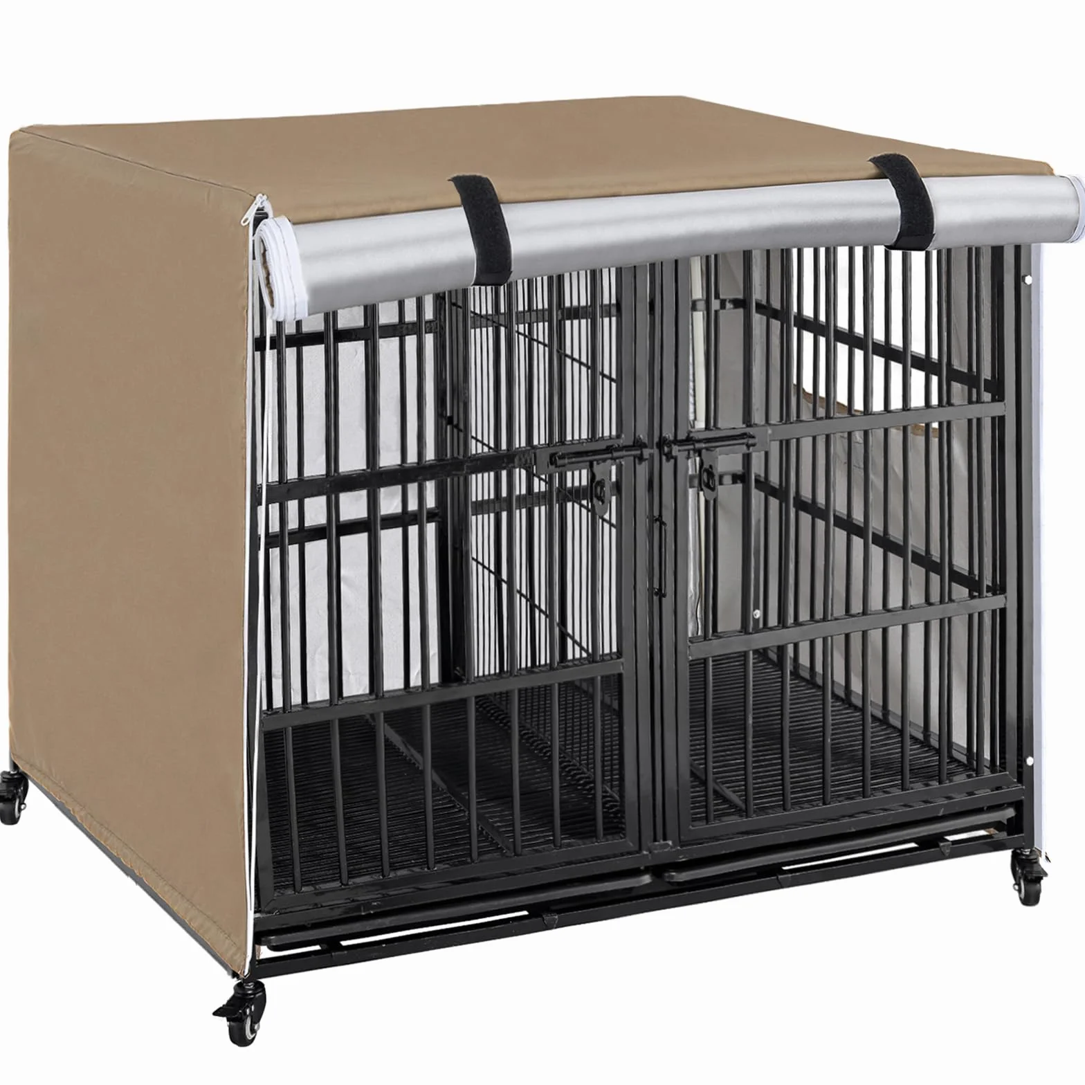 OUUTMEE Copertura per gabbia per cani adatta per gabbie per cani da 122 cm, impermeabile in tessuto Oxford 210D, copertura antivento per gabbia per cani per animali domestici, protezione interna ed