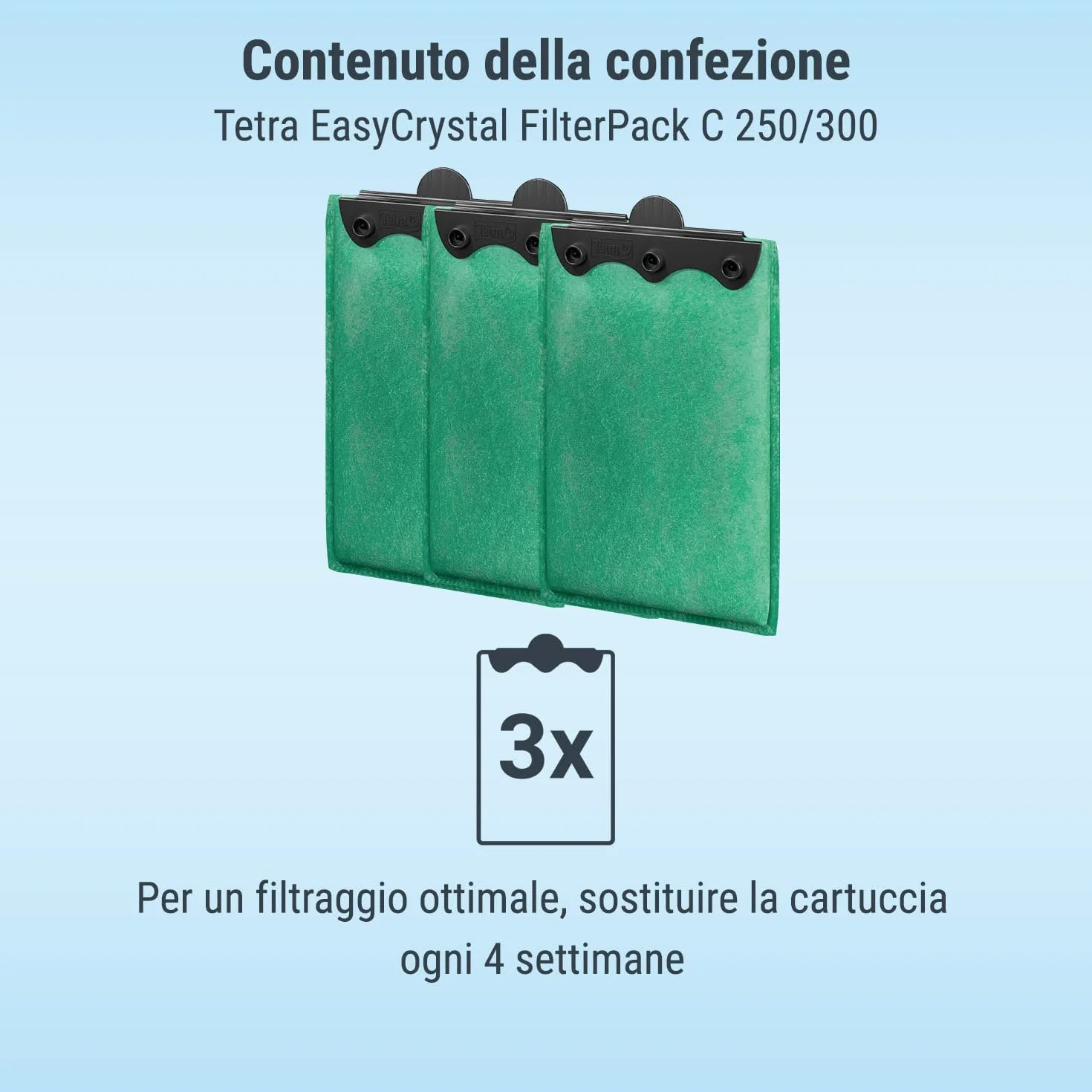 Tetra EasyCrystal Filter Pack C250/300 Materiale filtrante con carbone attivo per acquari 15-60 litri 3 pezzi