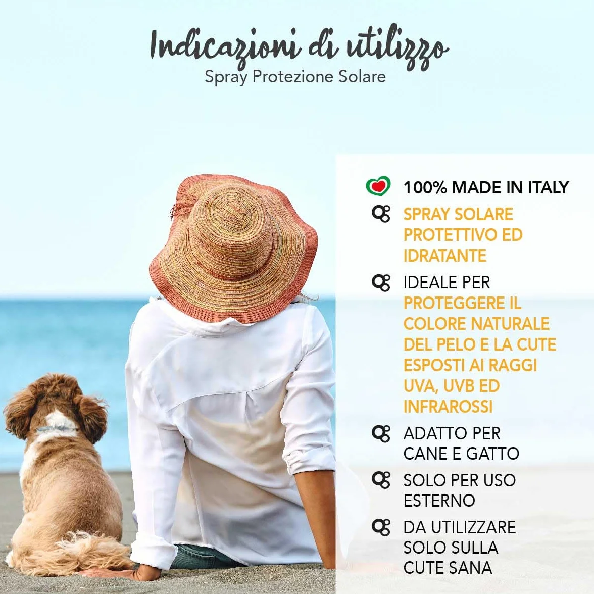 YUUP! - Spray protezione solare per cani e gatti, crema solare spray cane e gatto, sunscreen spf, 150 ml