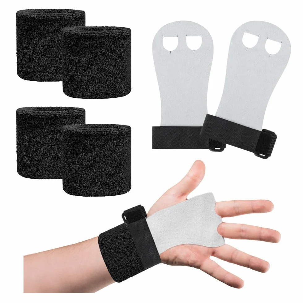 1 Paio Impugnature da Ginnastica Guanti Paracalli Ginnastica Artistica Bambina Manopole Paracalli Crossfit Palm Protector Grips Cinghie da Polso Cinturini Polso Palestra con 4 Polsini Sportivo