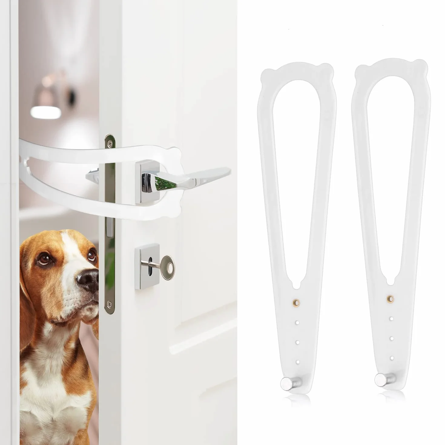 Fermo Porta per Cani 2 Pezzi Serratura Porta Sicurezza Bambini Gatto Cane Bianco