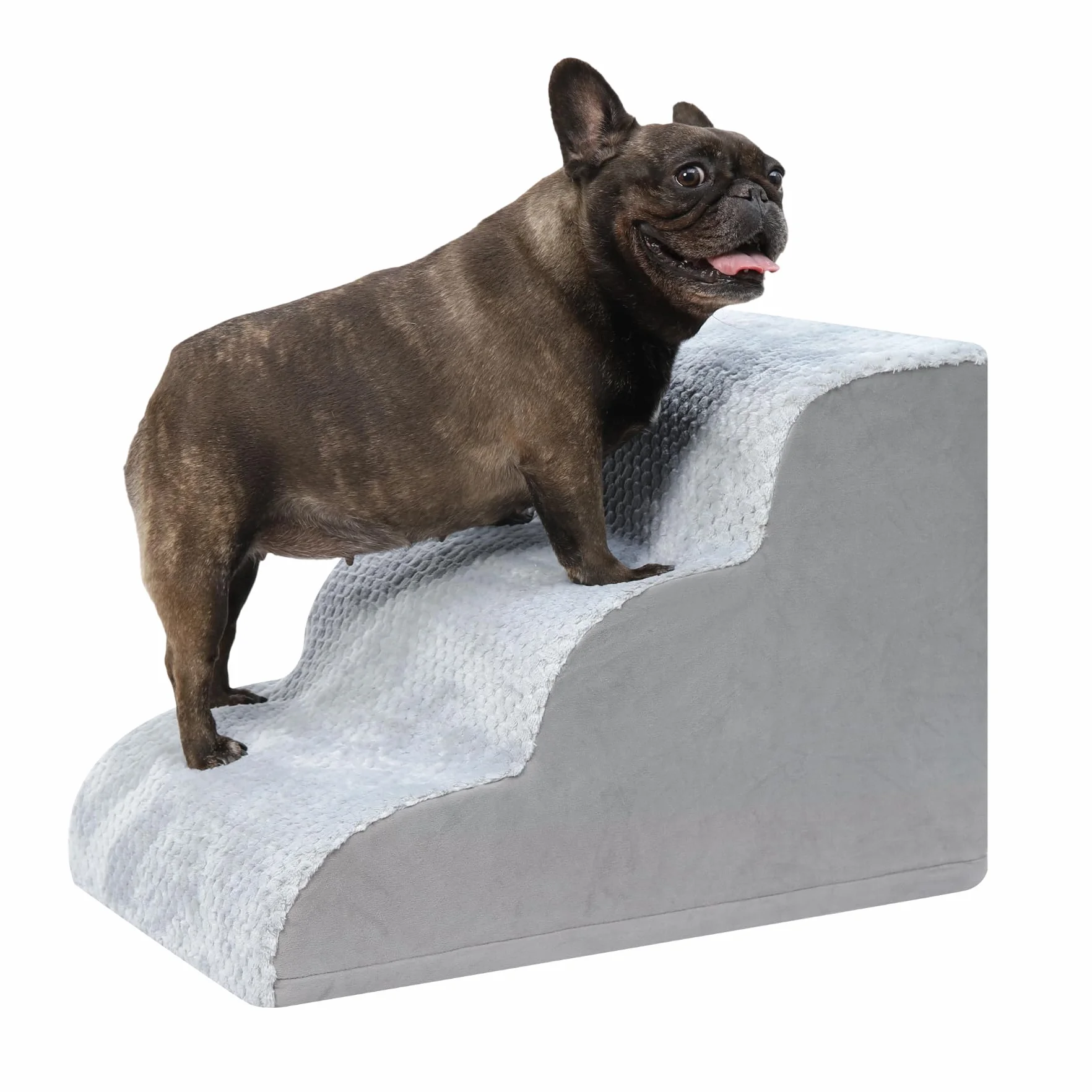 Scaletta per Cani 3 Gradini 40 cm Antiscivolo Rampa per Cani Copertura Rimovibile e Lavabile Grigio