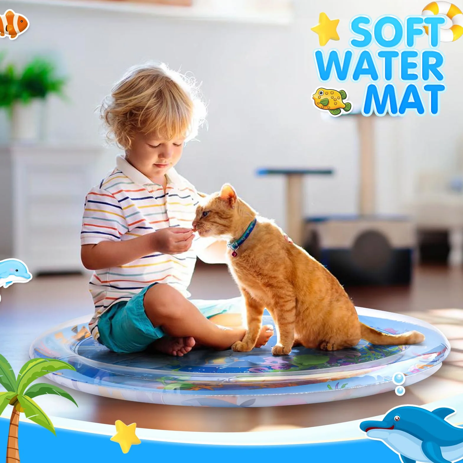 Tappeto Acqua Gatto, Tappeto d’acqua Sensoriale e Gonfiabile per Gatti – Qualità Addensata, Raffreddante, Interattivo per Gatti e Cani