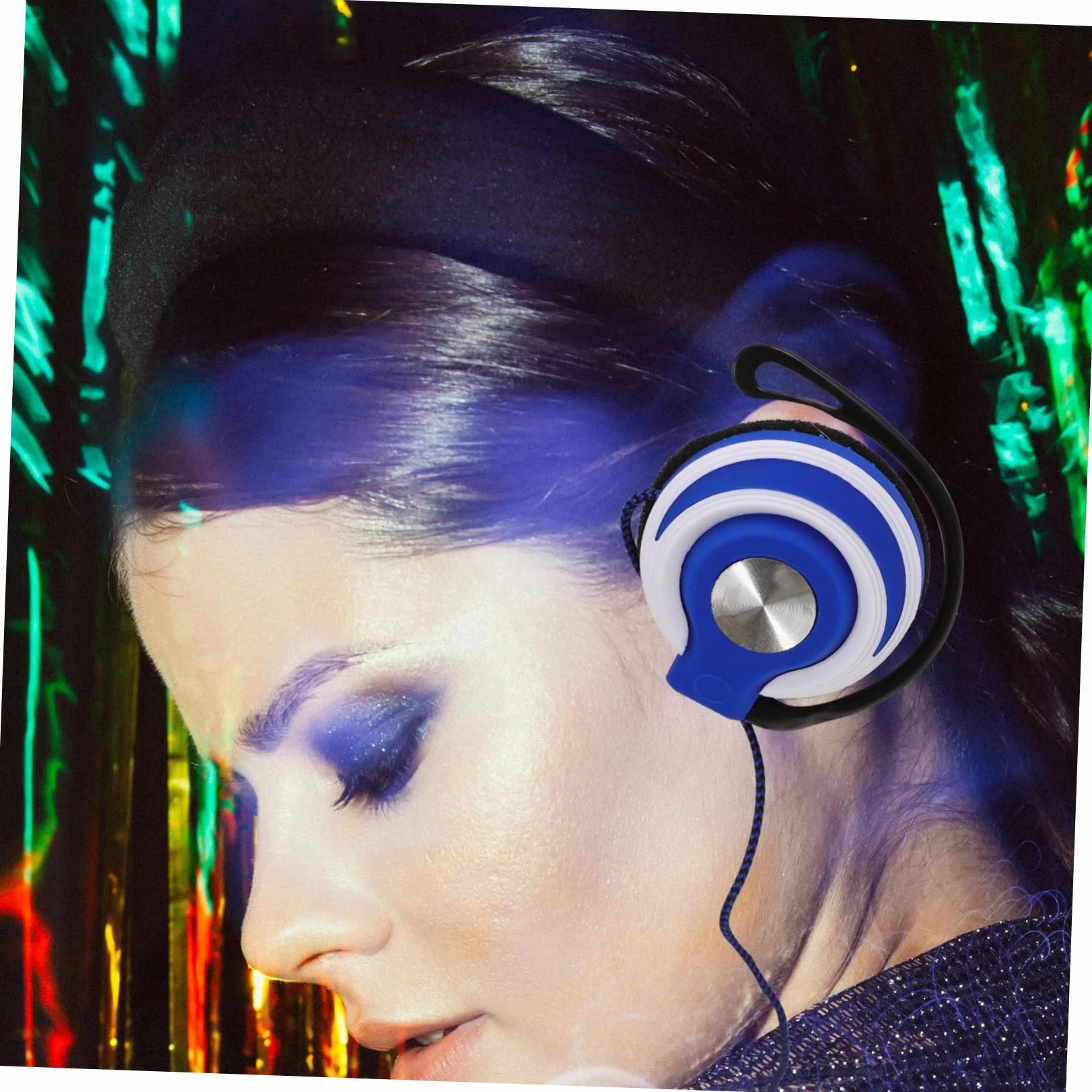 BESTonZON 2 Cuffie Stereo Auricolari Clip Con Gancio Orecchio Cablato Blu Ergonomiche Suono Surround