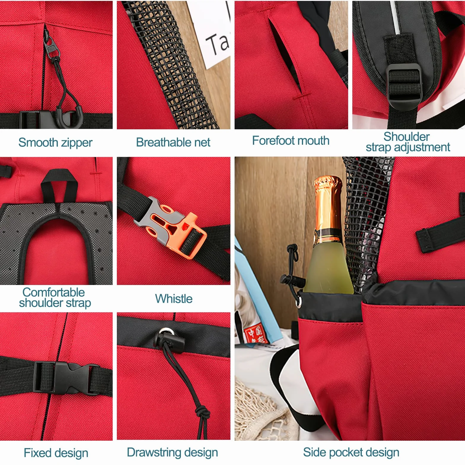 Galatée Zaino Per Cani Regolabile Portatile Ventilato XL Nero