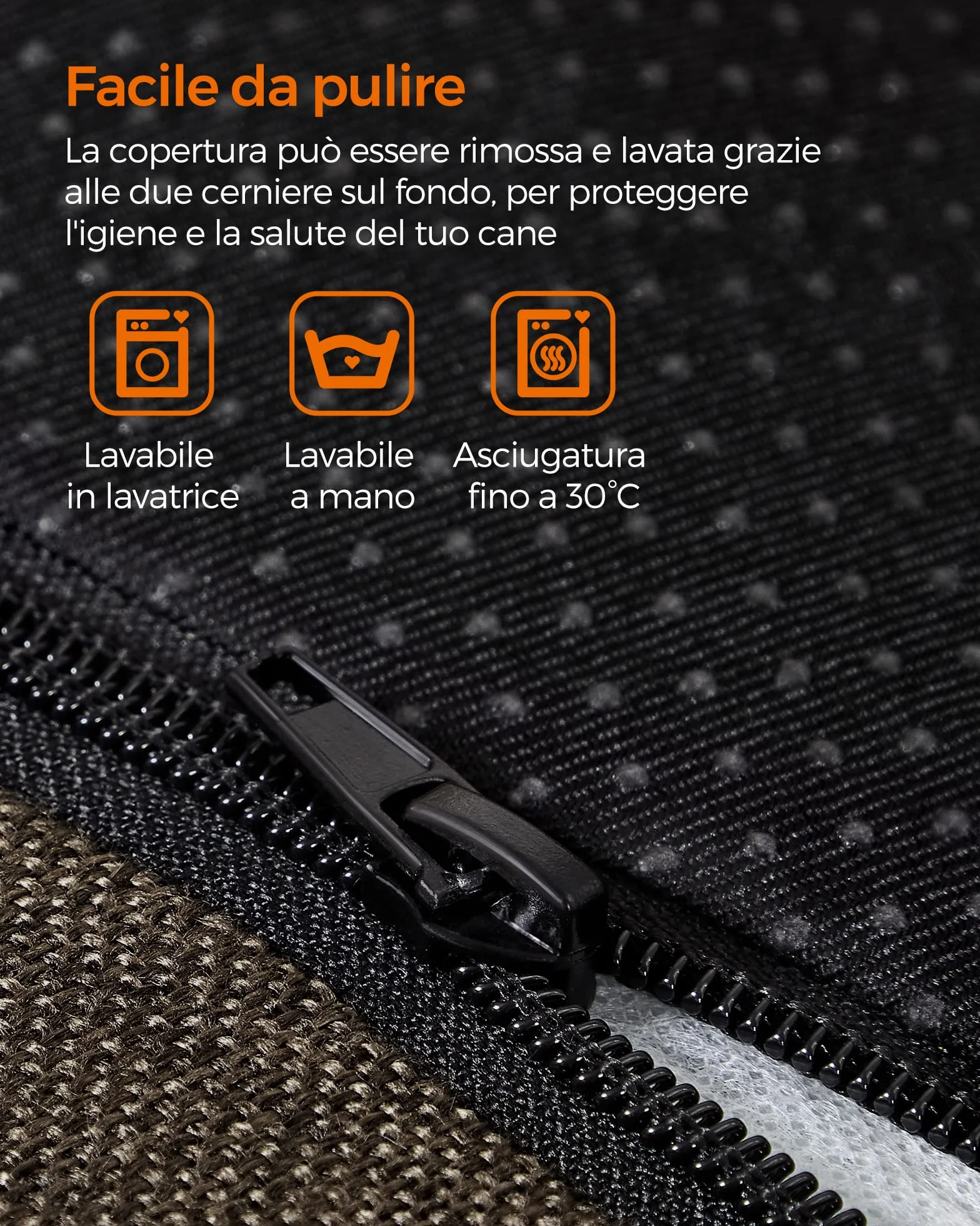 Feandrea Cuccia per Cani Lettino per Animali in Simil Lino Bordi Rialzati Fondo Antiscivolo Copertura Sfoderabile per Lavaggio Taglia M 70 x 55 x 21 cm Marrone PGW10CC
