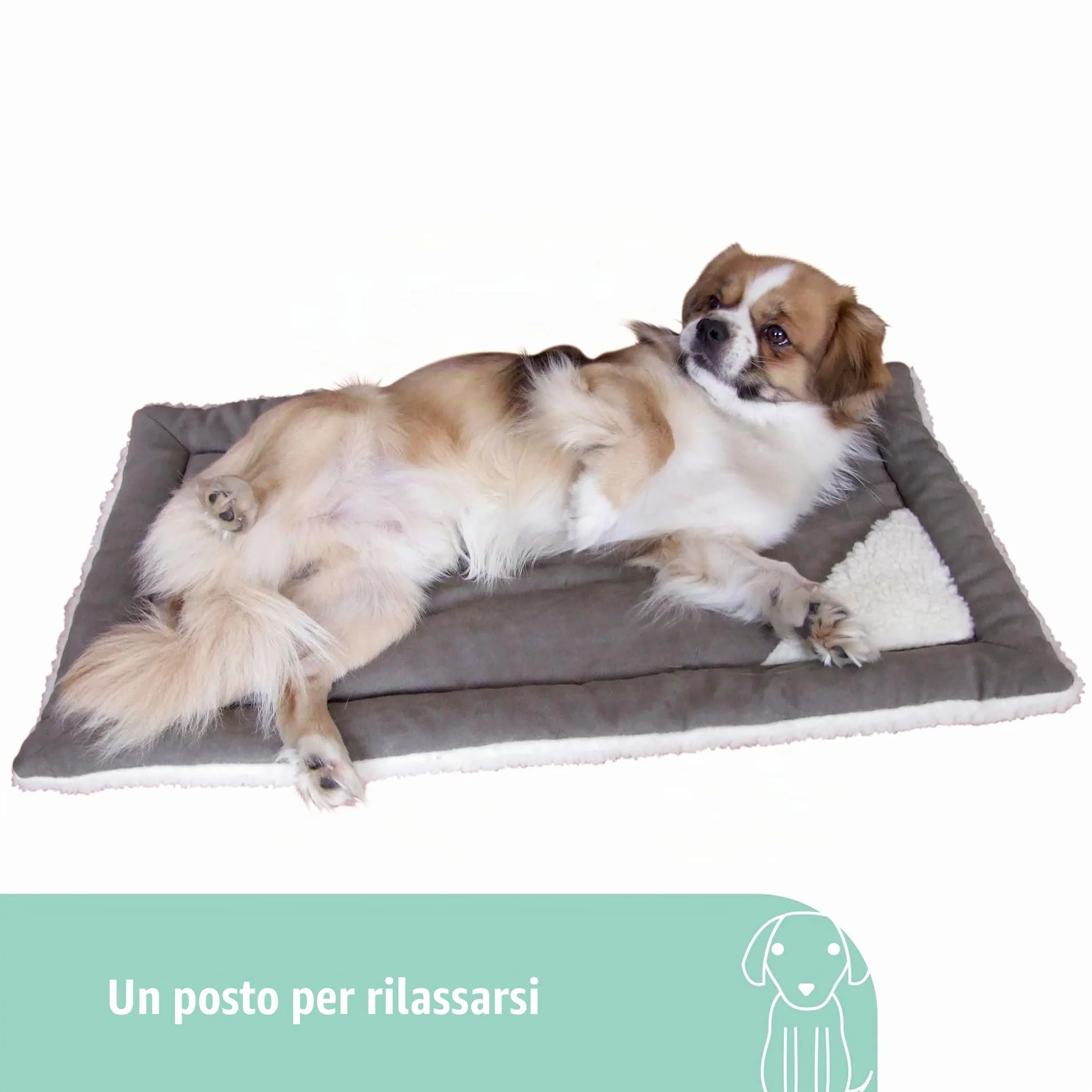 Kerbl Pet cuscino Cleo, grigio/bianco, 43x23x3 cm, cuccia, sdraio, cuscino, poliestere, per cani