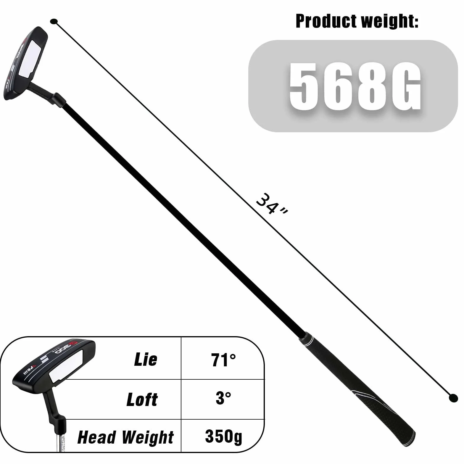 PGM Putter da golf – Putter a lama per uomini e donne – colpi facili da flop – legale per tornei – per destrorsi – asta in grafite