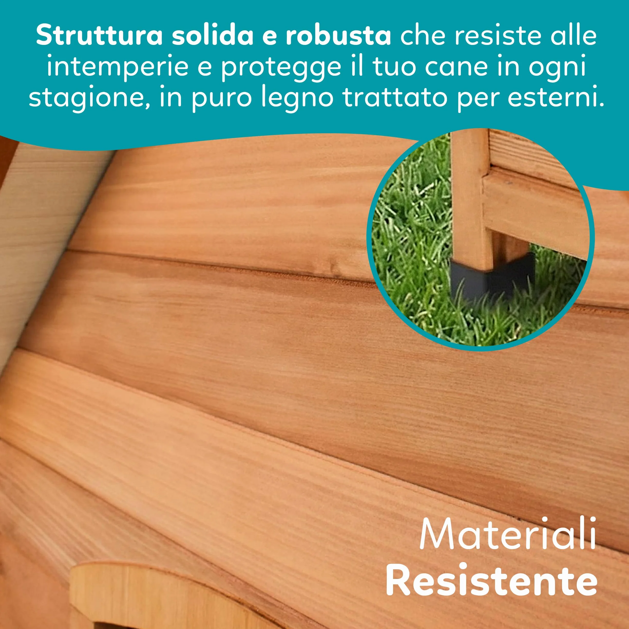AQPET Cuccia per Cani in Legno M Impermeabile Isolata 87x116x96h cm