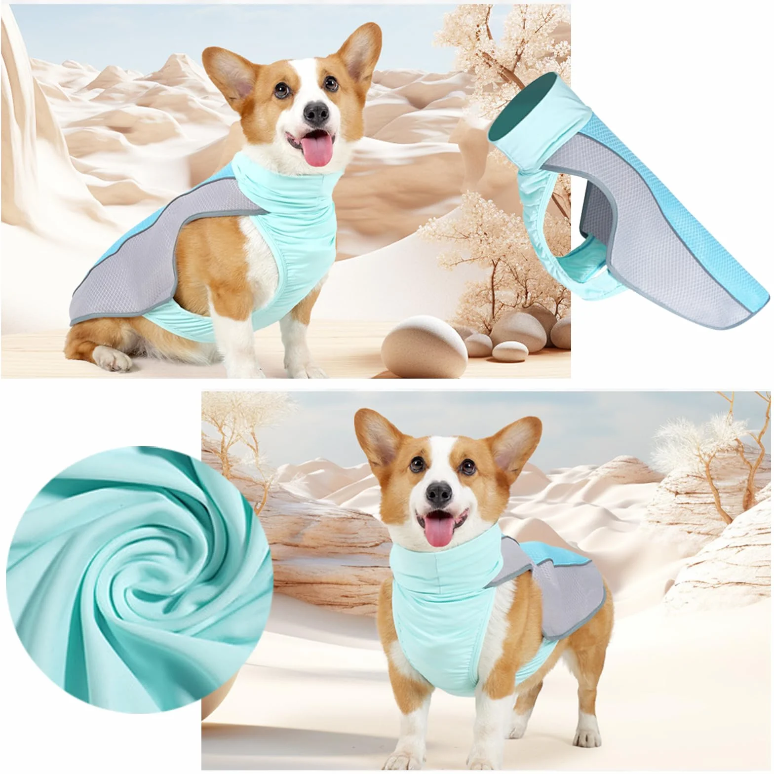 Gilet Rinfrescante per Cani, Giacca di Raffreddamento Traspirante, Protezione Solare UV Cappotto Rinfrescante Cane Attività Esterne (M)