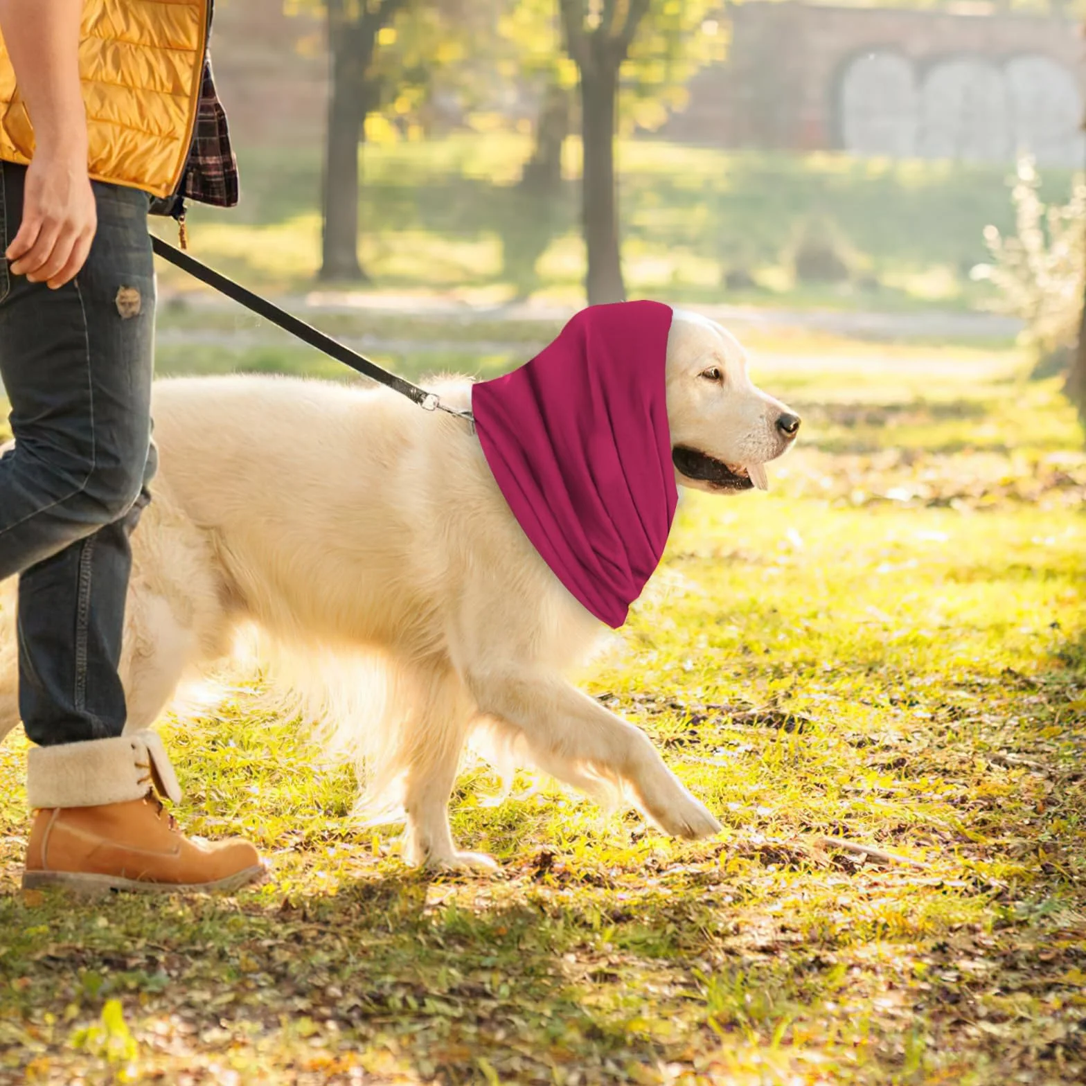 Scaldacollo e Orecchie per Cani Cappuccio Anti-Ansia Paraorecchie per Toelettatura Bagni Felpa L Rosso