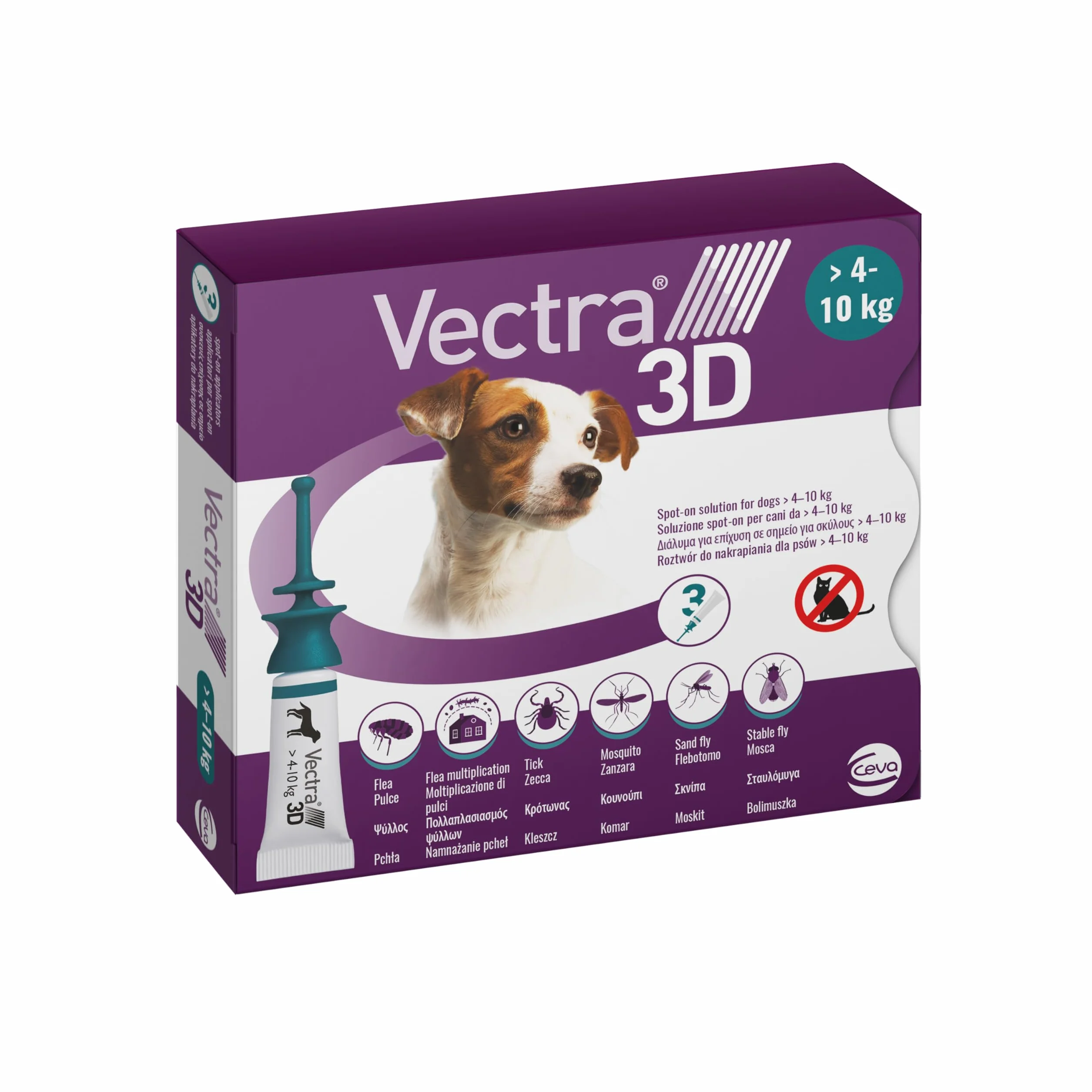 VECTRA 3D Antiparassitario per Cane 3 Pipette Antipulci Antizecche Antizanzare 4-10 kg