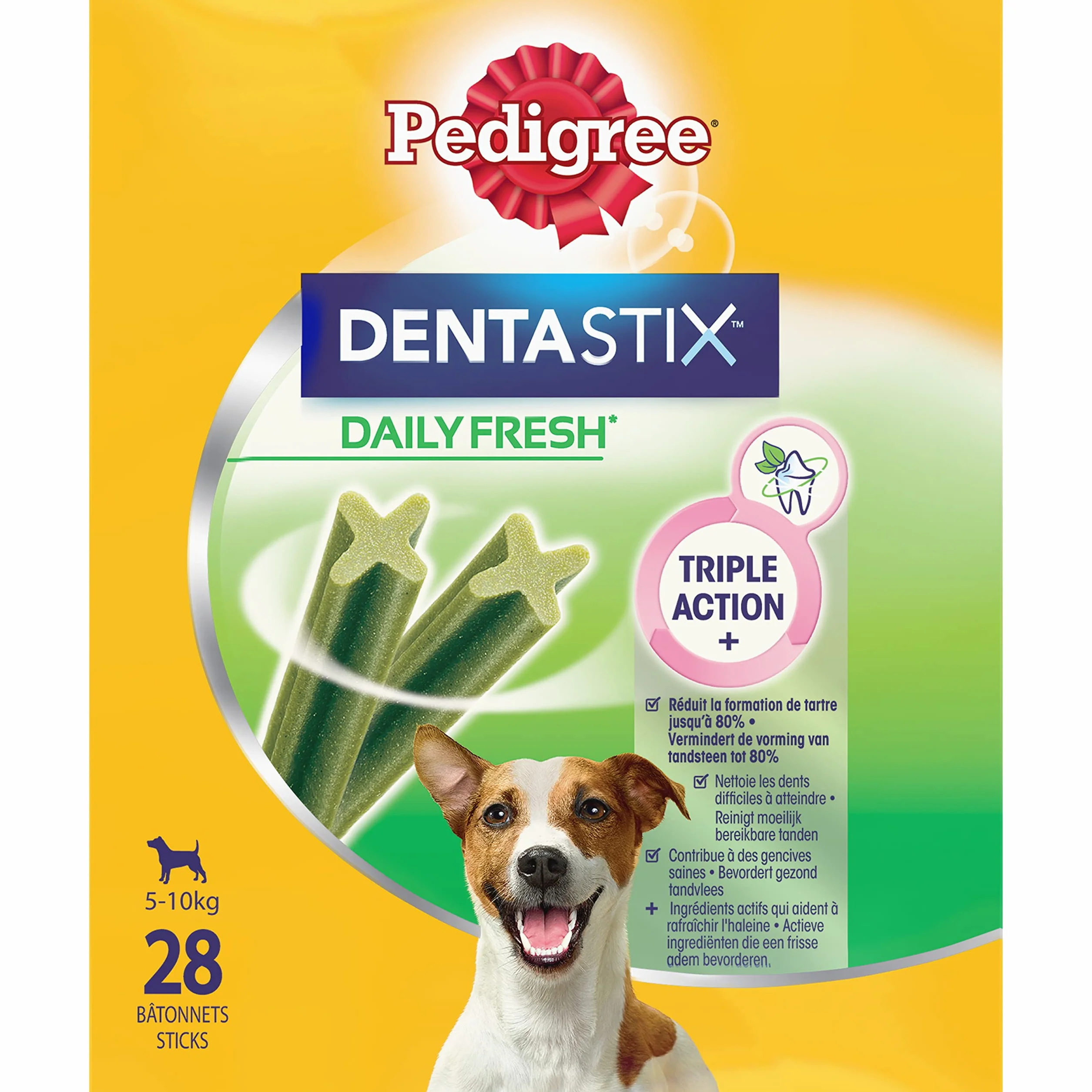 Pedigree, Snack per cani, Tratta per cani Dentastix Daily Fresh Dental Care, 4 x (4 x 7 stick / 110 g), 1,76 kg