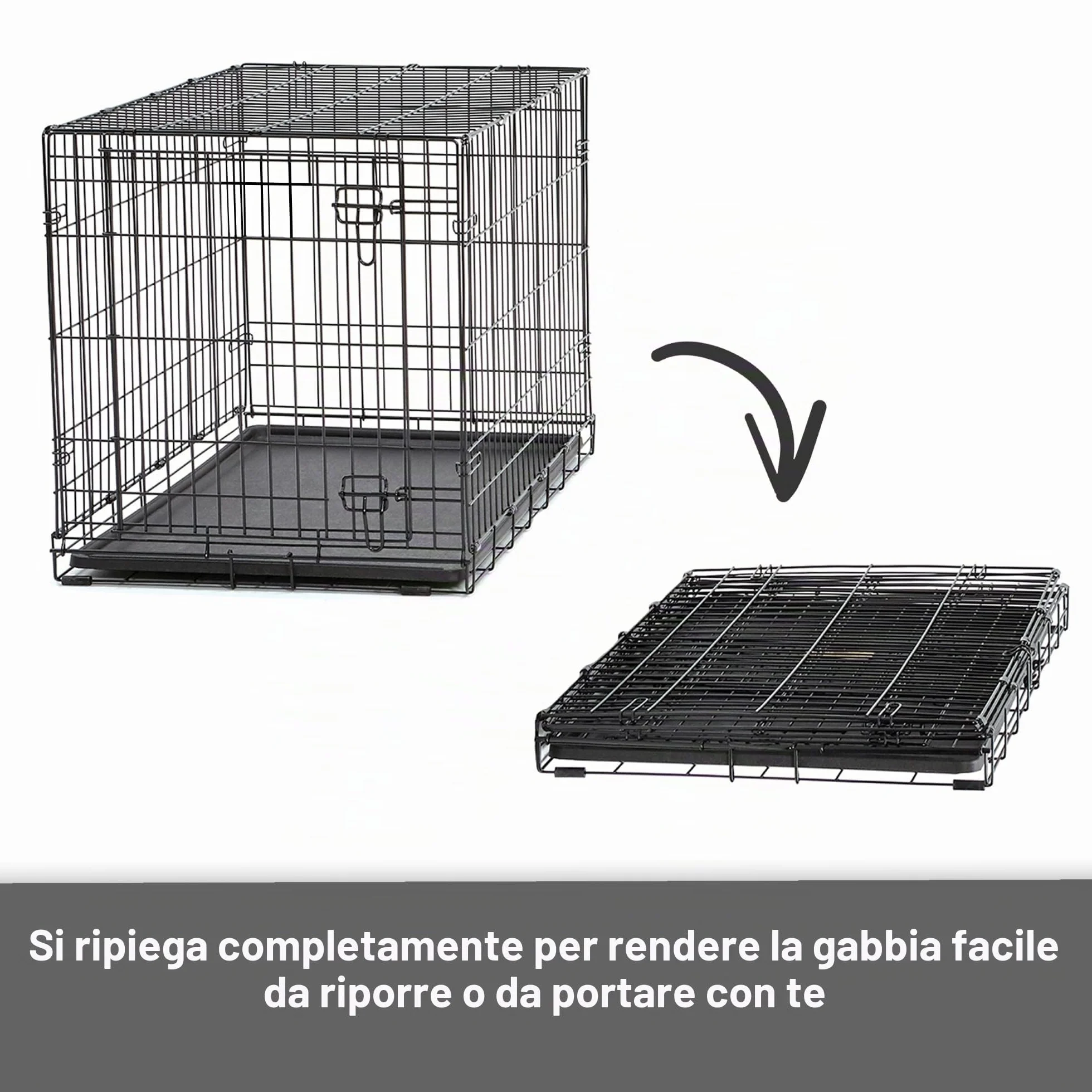 New World Gabbia per cani a doppia porta 76 cm pieghevole in metallo