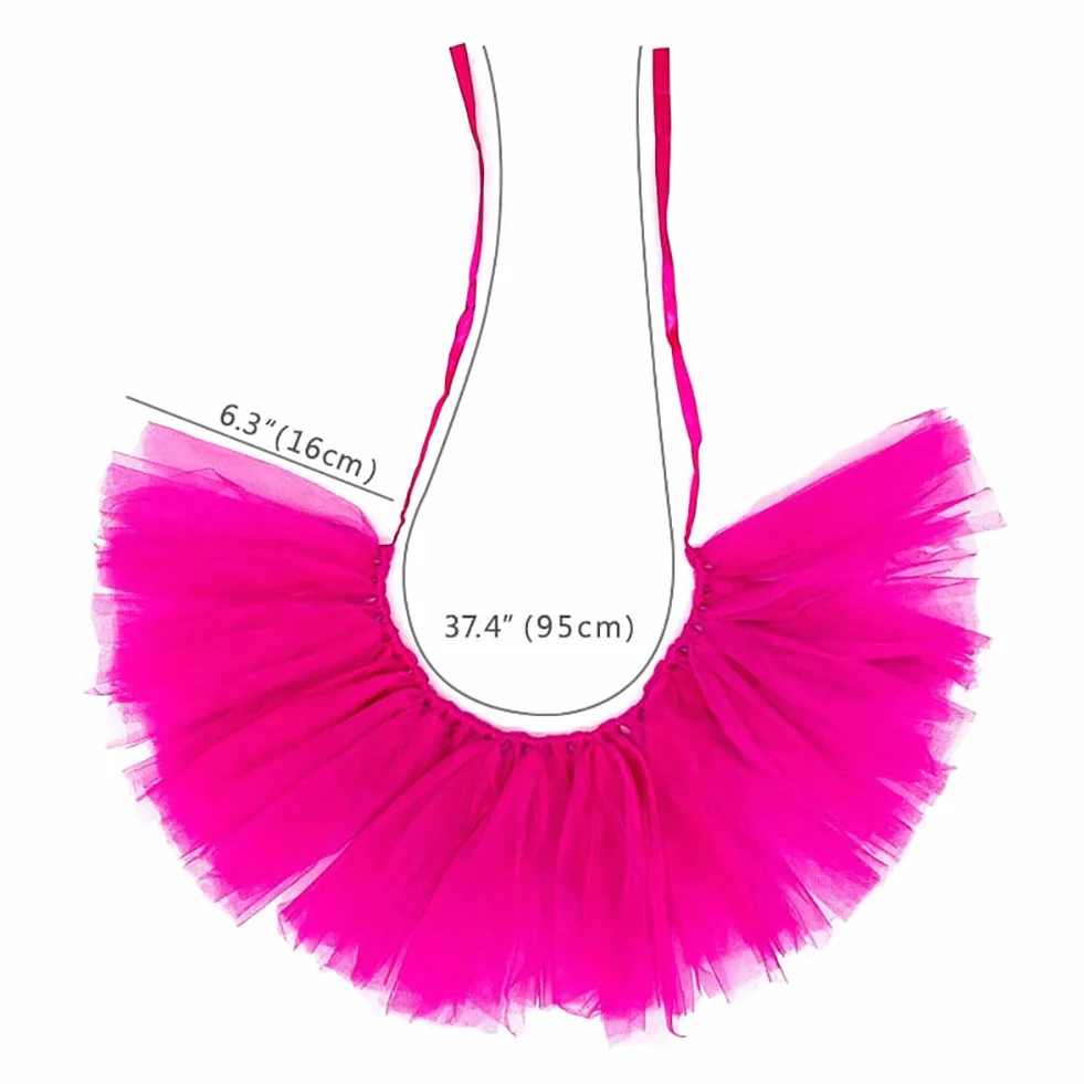 JIHUOO Gonna tutù in tulle rosa shocking per cani di piccola taglia, cucciolo, cinghia regolabile, estate, tinta unita, vacanza, lunghezza totale 95 cm, lunghezza gonna 16 cm, lavaggio a secco