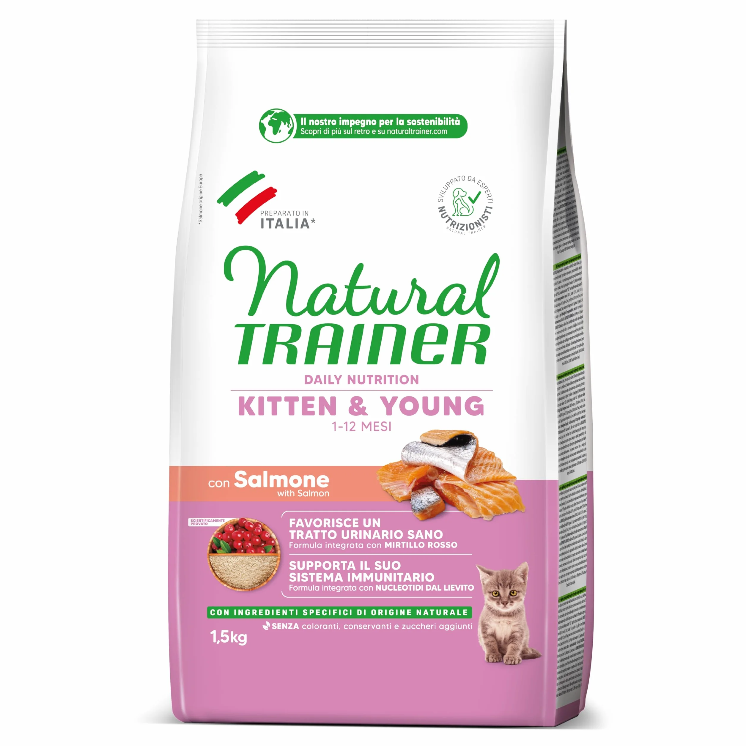Trainer Kitten Cibo per Gattino, 1 a 12 Mesi, con Salmone, 1.5 kg, packaging may vary