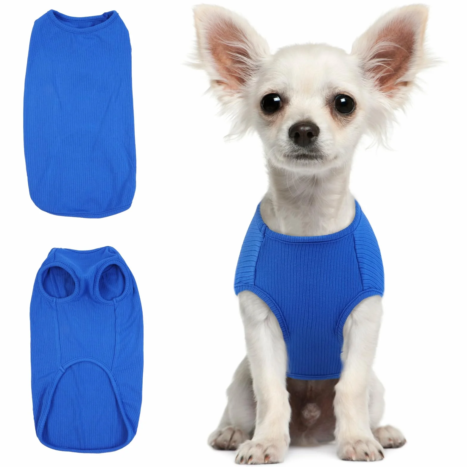 Maglietta Cane - Magliette per Cani Sottile Maglione Estiva Cane Taglia Piccola Maglia per Cani, Maglioncino a Righe Maglia Elastico (Blu zaffiro XXS)
