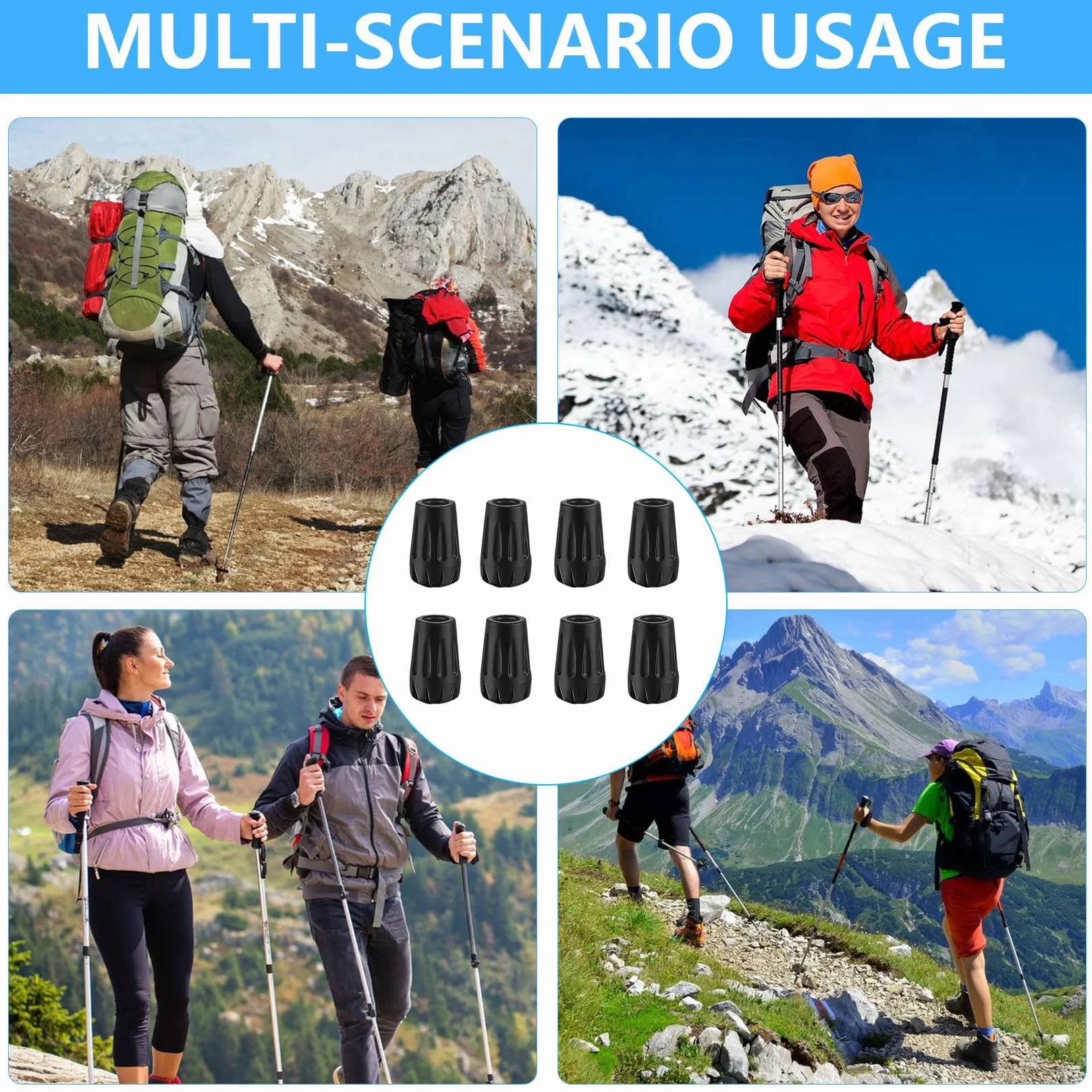 Punte in Gomma per Bastoncini da Trekking, Tappi Ricambio