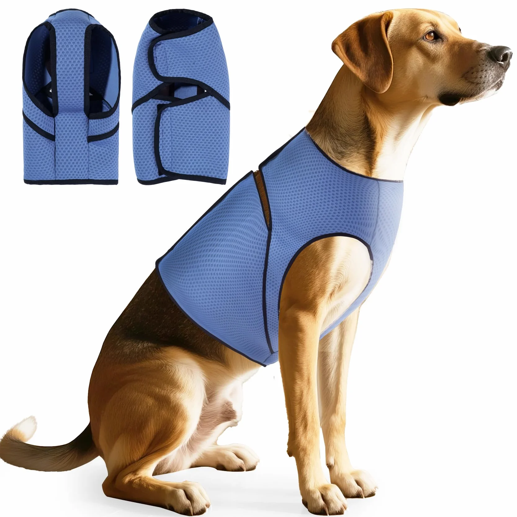 Gilet calmante per cani, per alleviare l'ansia, per cani, comodo e regolabile, morbida pressione, per Thunder, viaggi e fuochi d'artificio (blu, L)