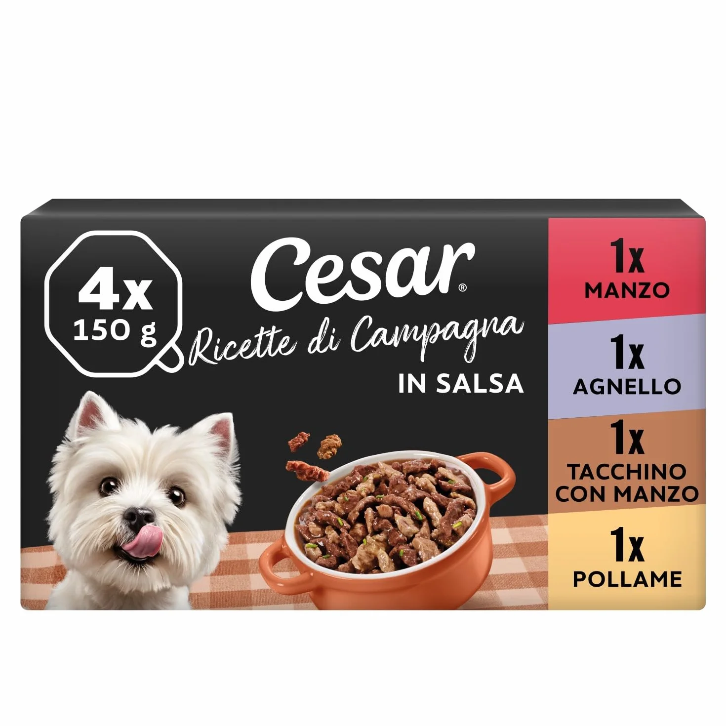 Cesar Ricette Di Campagna Cibo Per Cane, Selezione Assortita, 150 G, 24 Vaschette - 3600 G